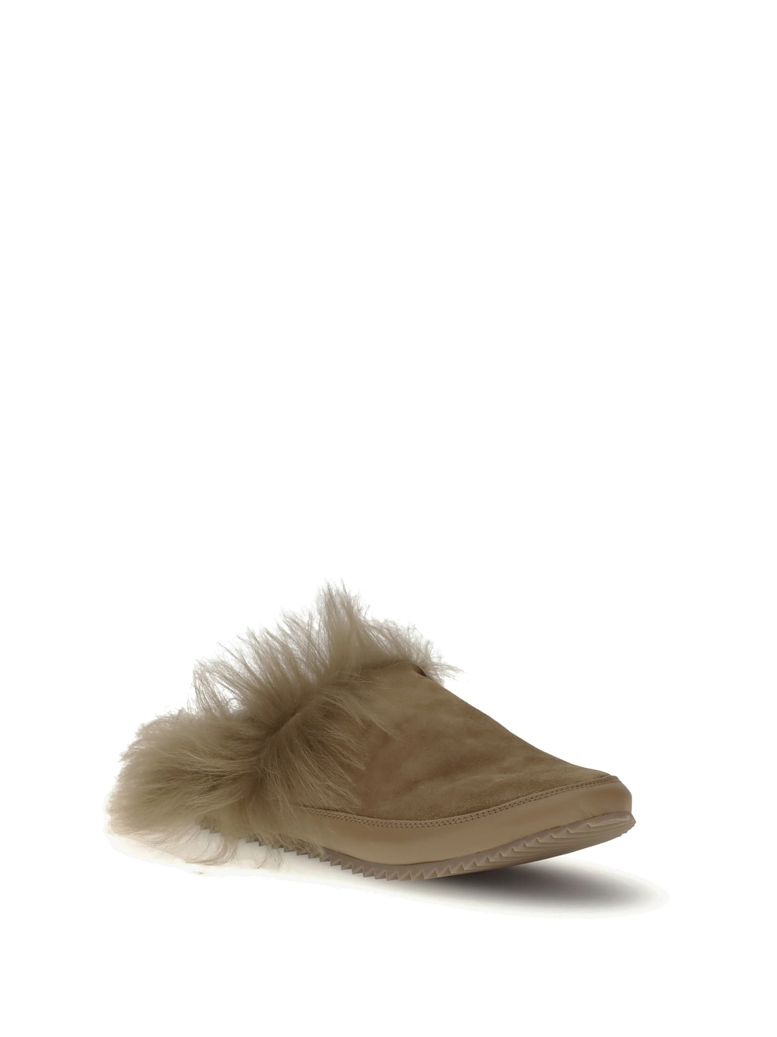 Pedro Garcia Fur-trimmed Suede Mules In Brown