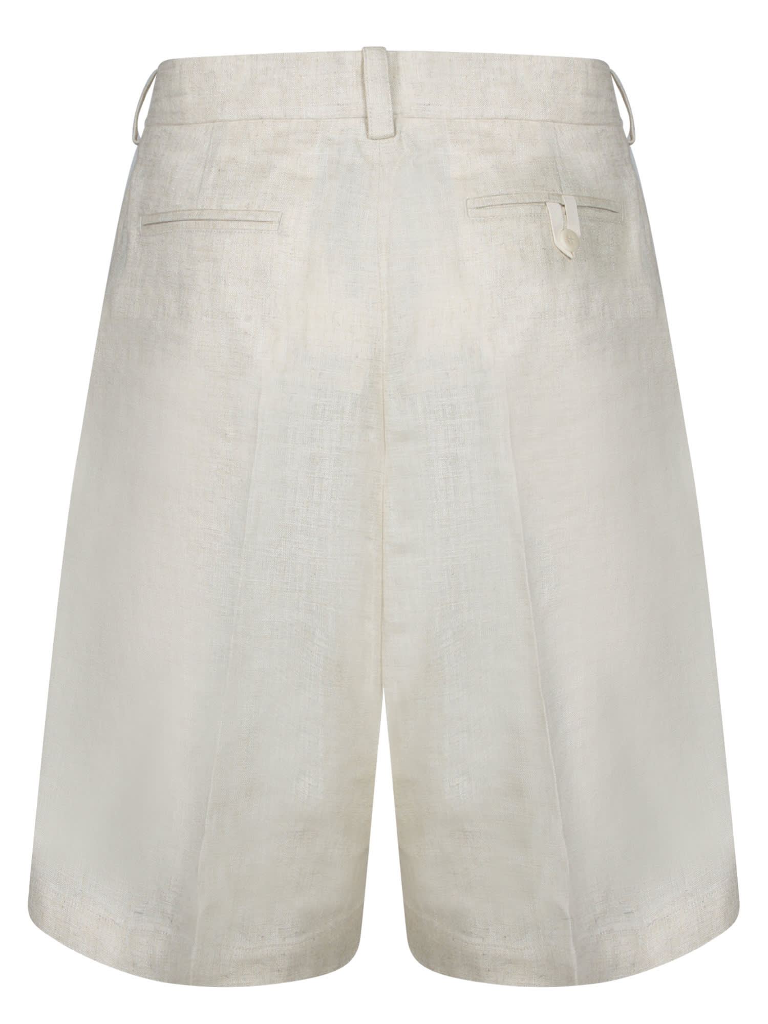 Jacquemus Beige Bermuda Shorts With Front Zip In Lightbeige