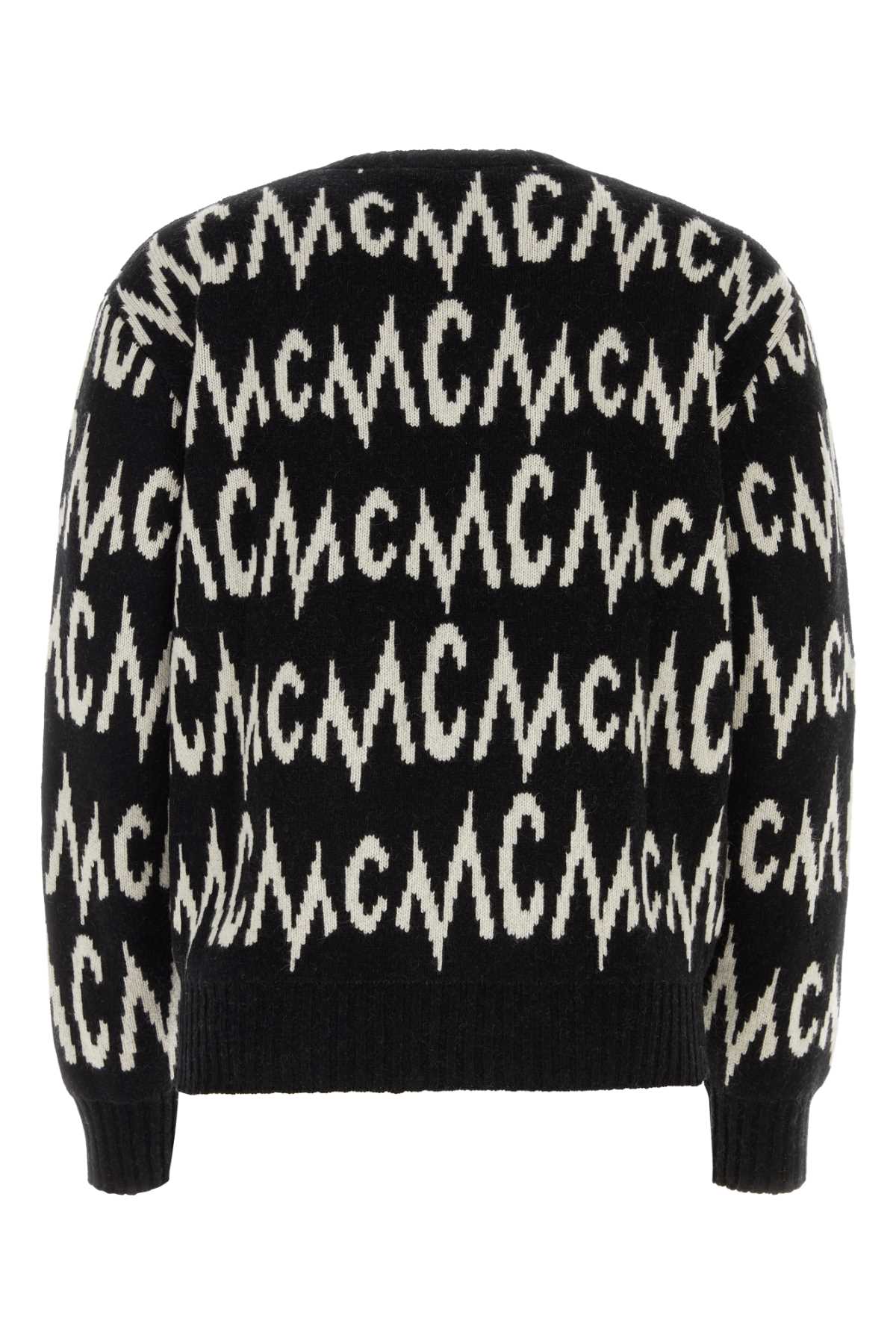 Mcm Embroidered Cashmere Blend Sweater In Black + Egret