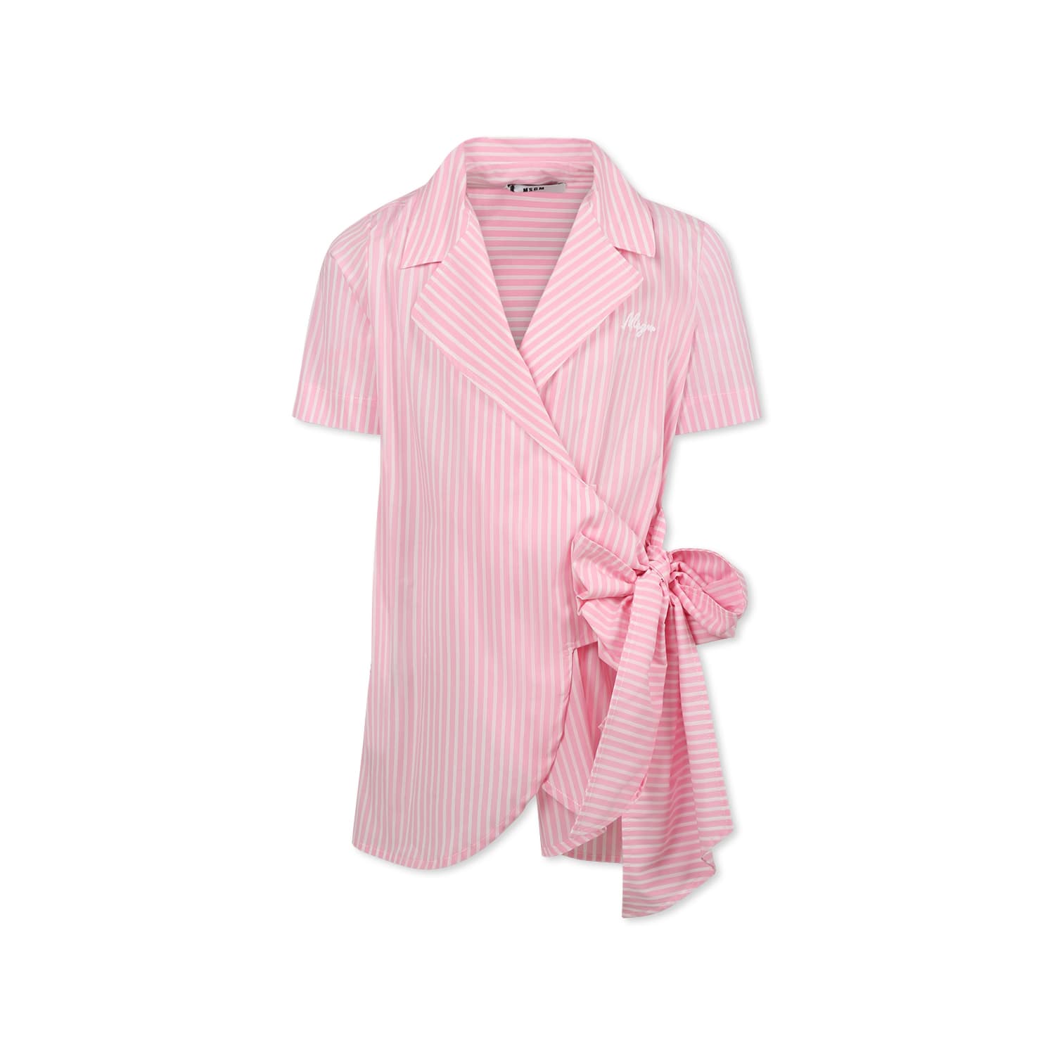 Msgm Pink Dress For Girl With Logo In Pink