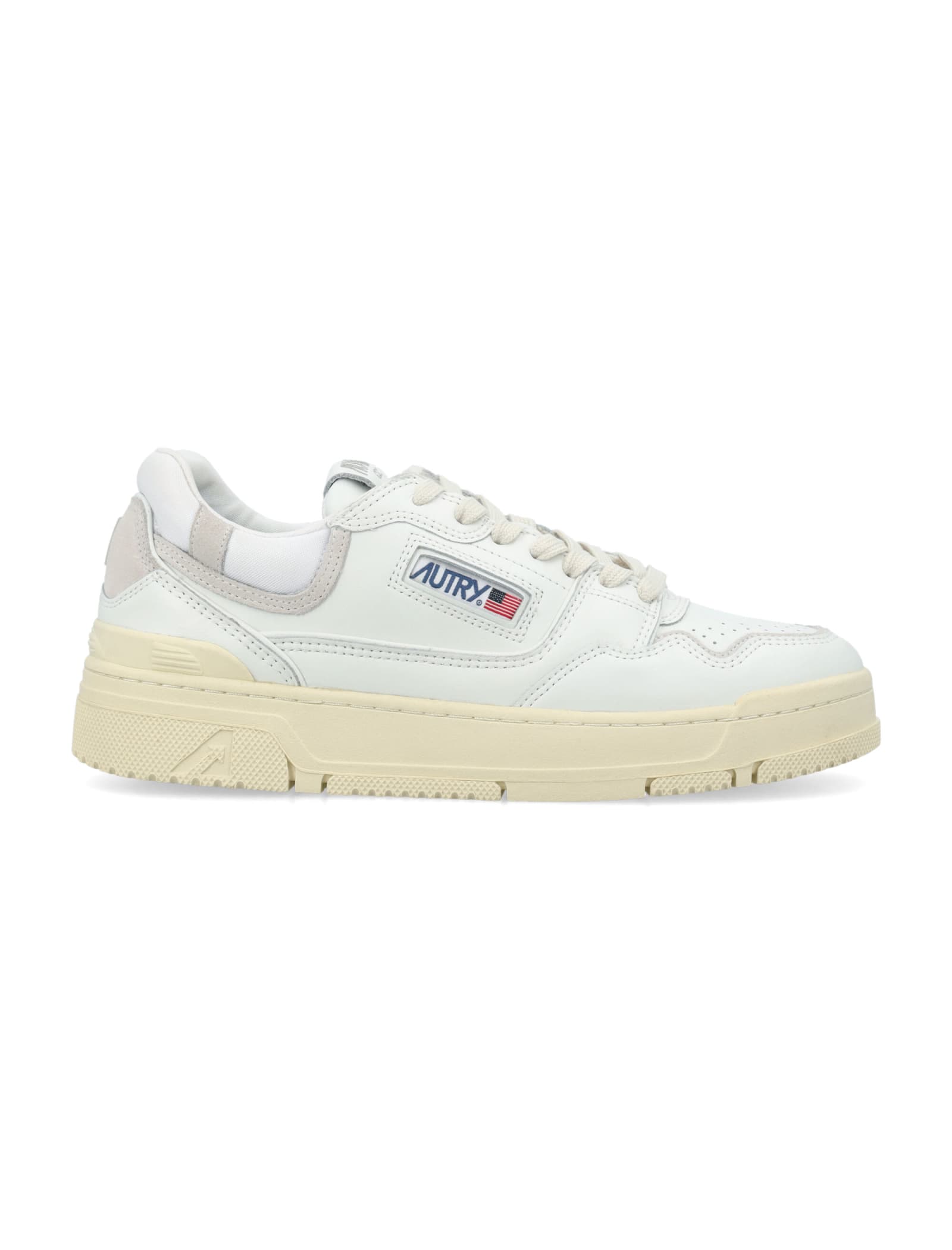 Autry 'clc' White Low Top Sneakers With Logo Patch On Tongue And Side In Wht