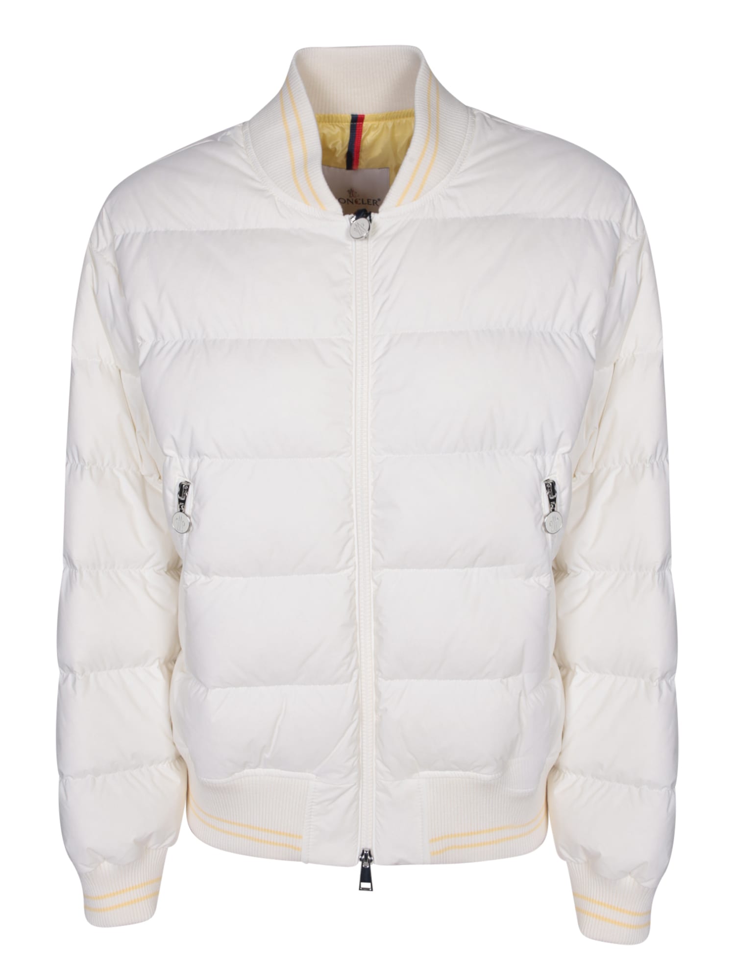 Shop Moncler Argo White Bomber Jacket
