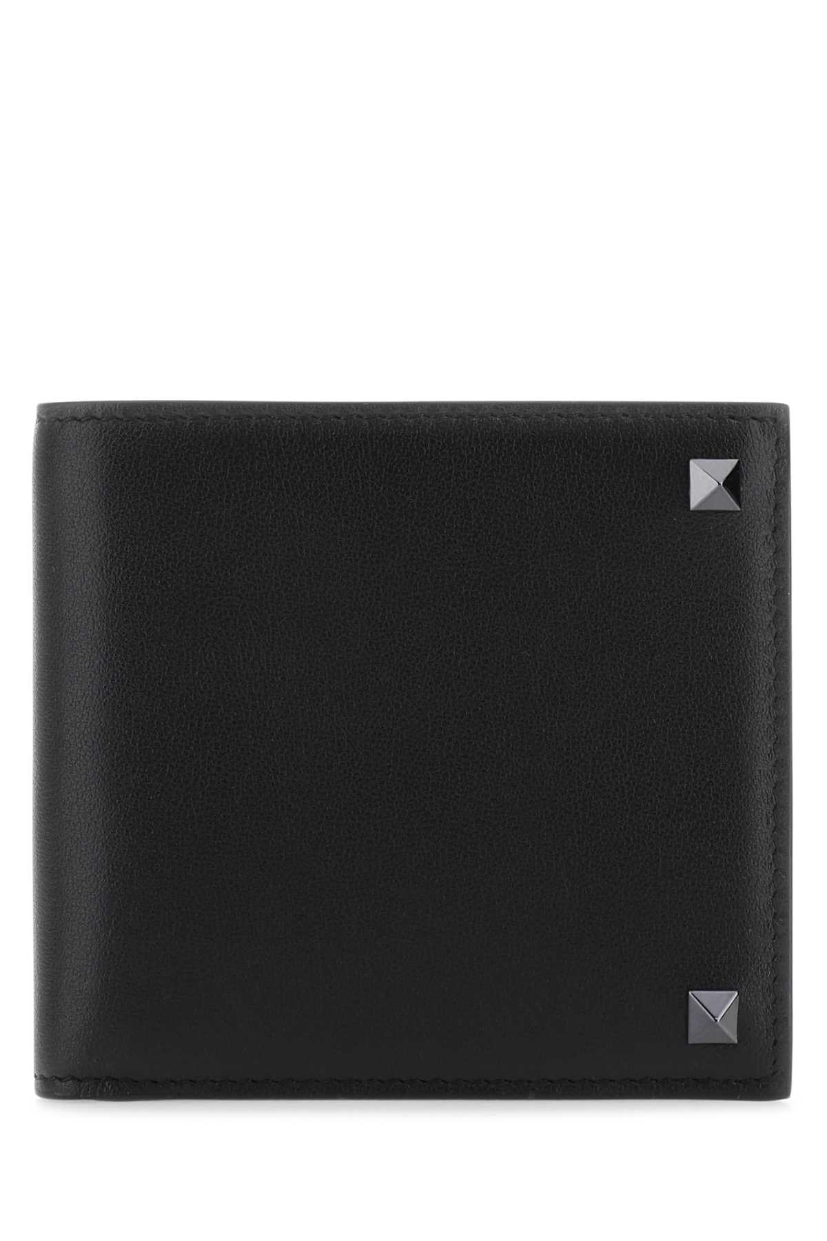 Shop Valentino Black Leather Wallet In Nero