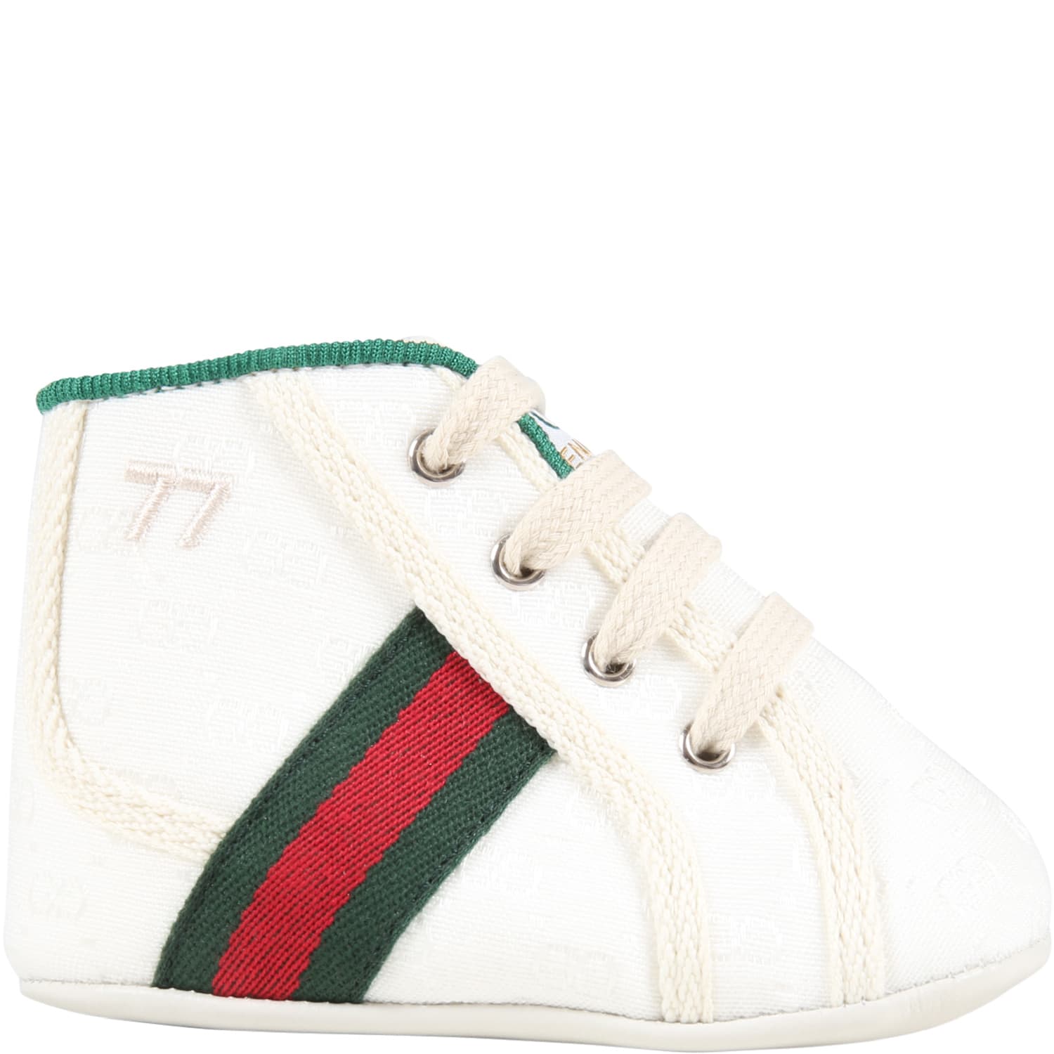 Gucci White Sneakers For Baby Kids With Double Gg