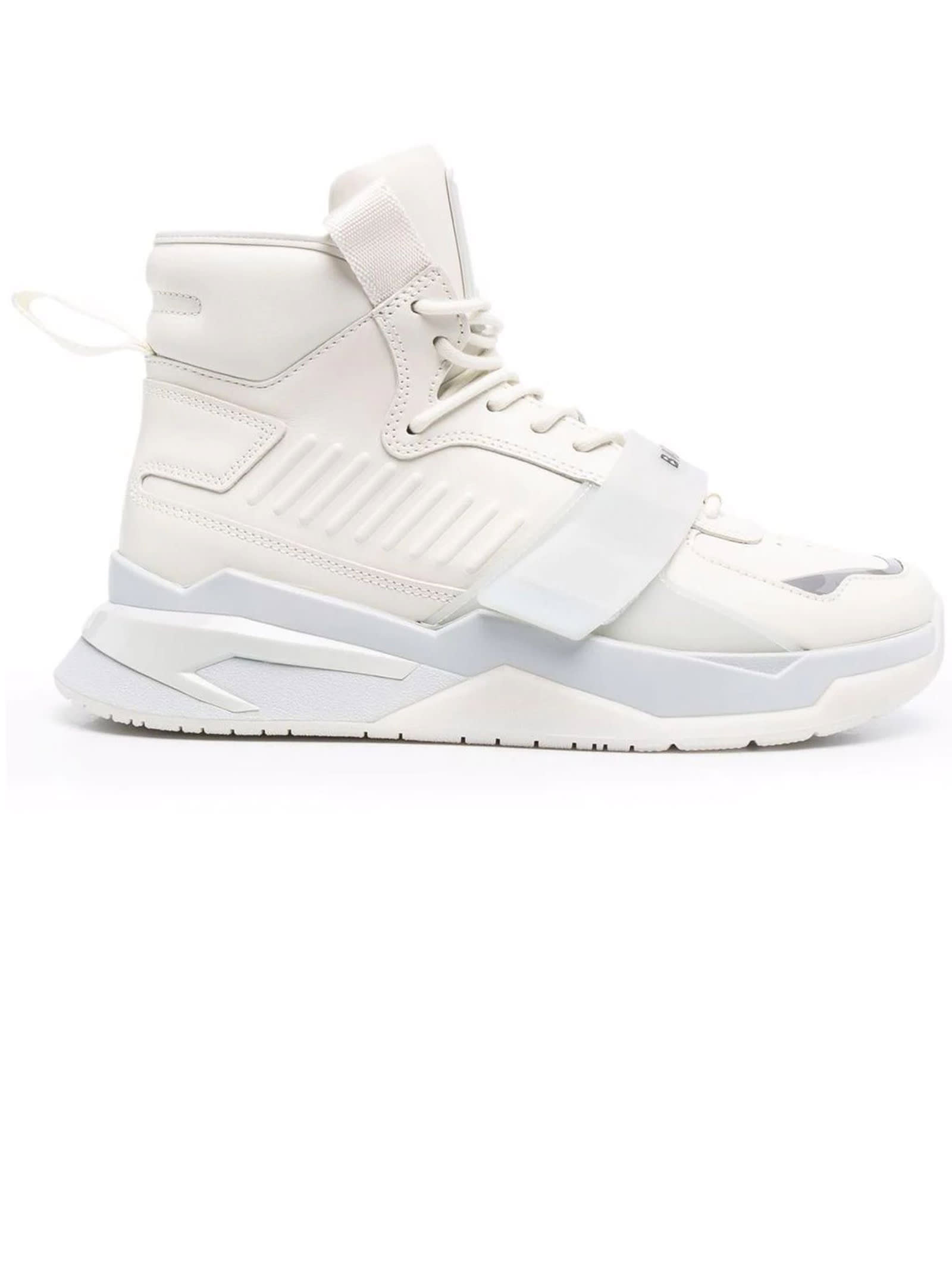 Balmain White Leather B-ball Sneakers