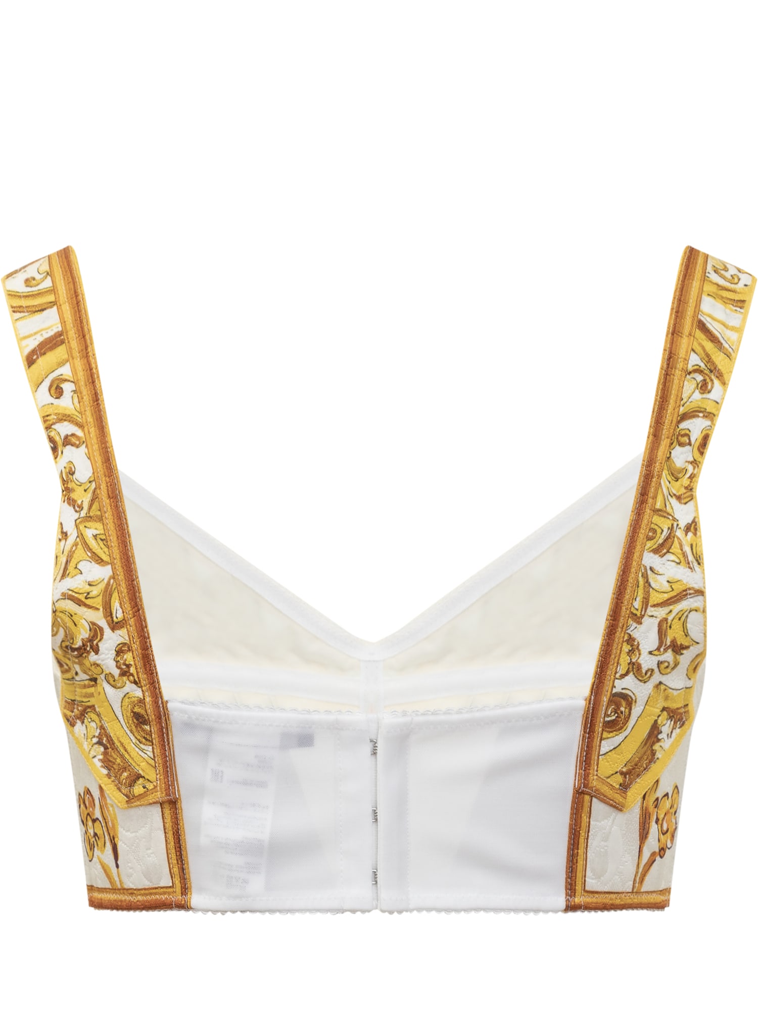 Shop Dolce & Gabbana Maiolica Bustier Top In Yellow