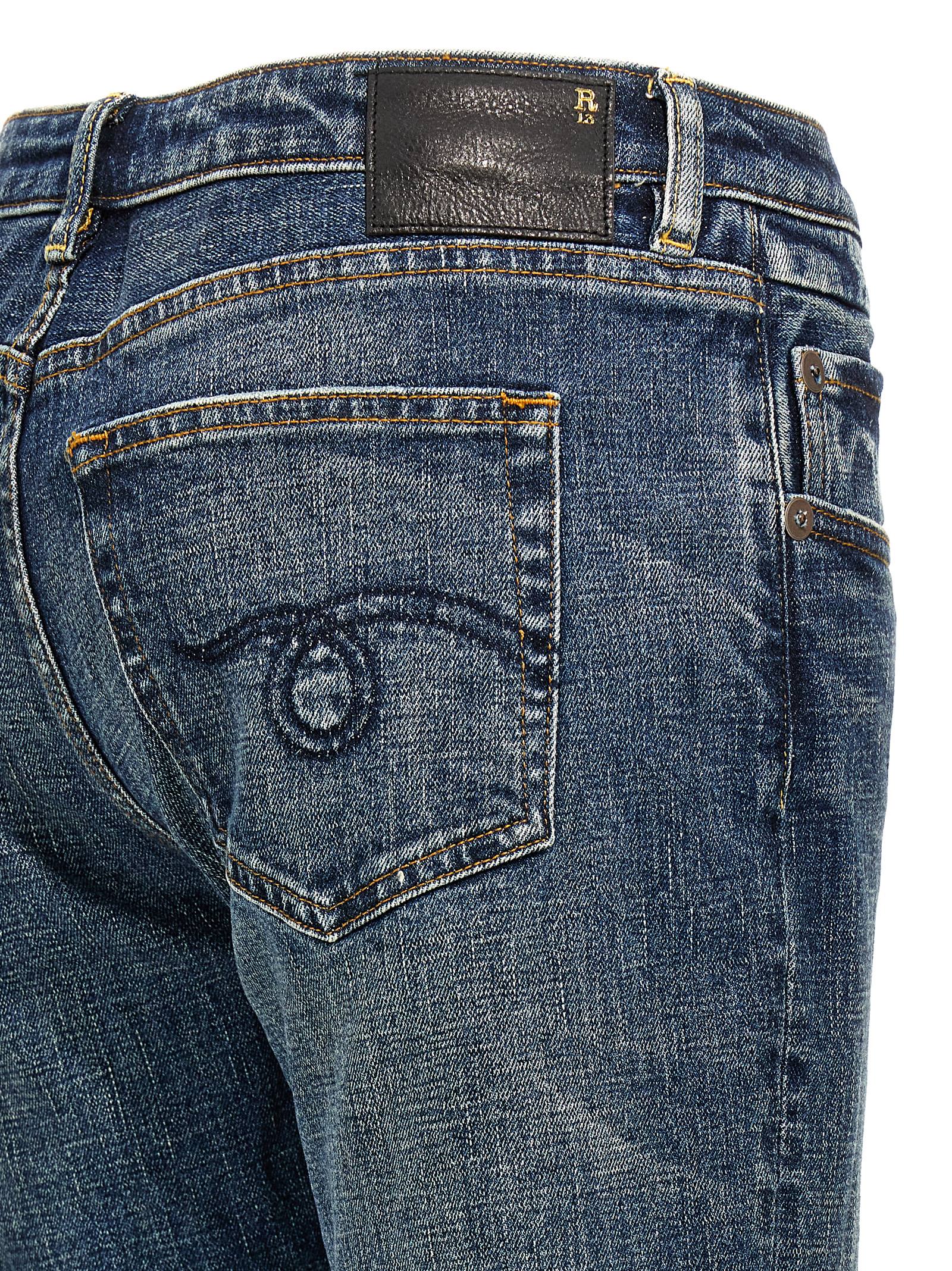 R13 Blue Overflow Boy Flare Jeans In Blue