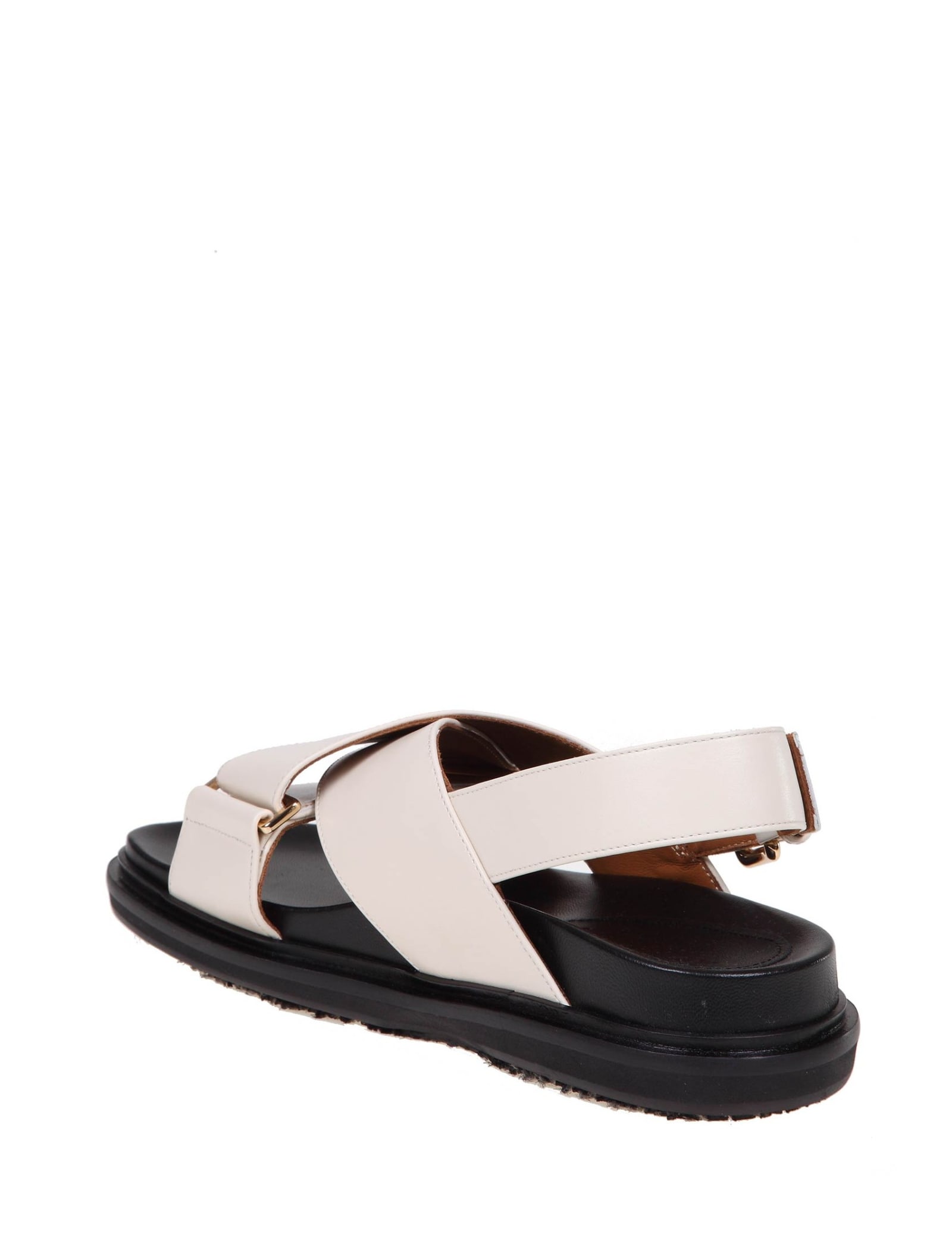 Shop Marni Fussbett Sandal In White Leather In Cream