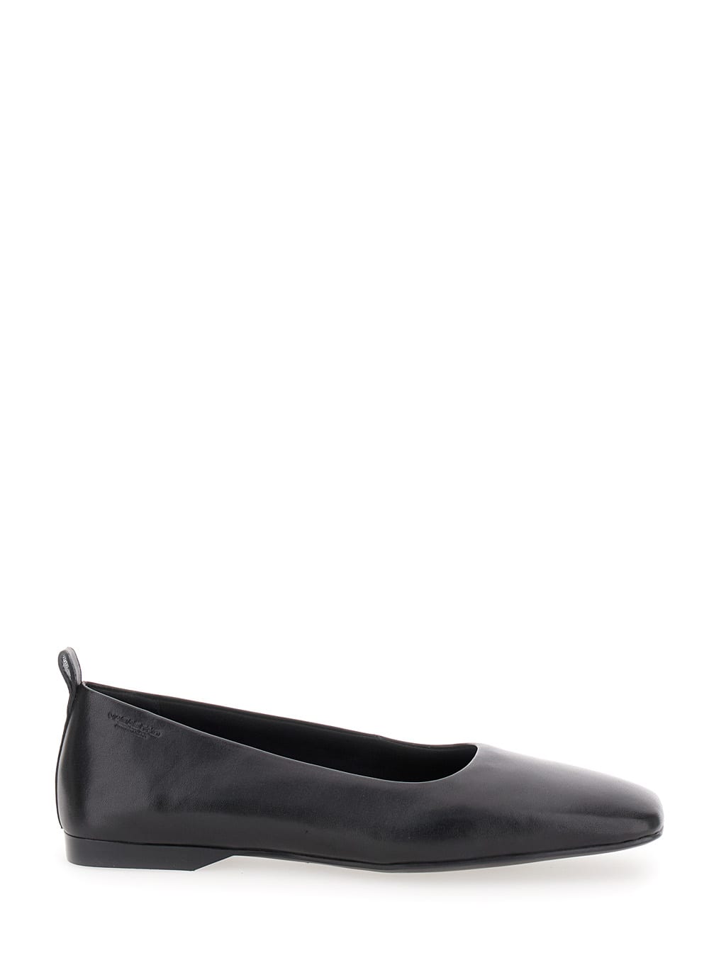 delia Black Ballet Flats With Squared Toe In Leather Woman