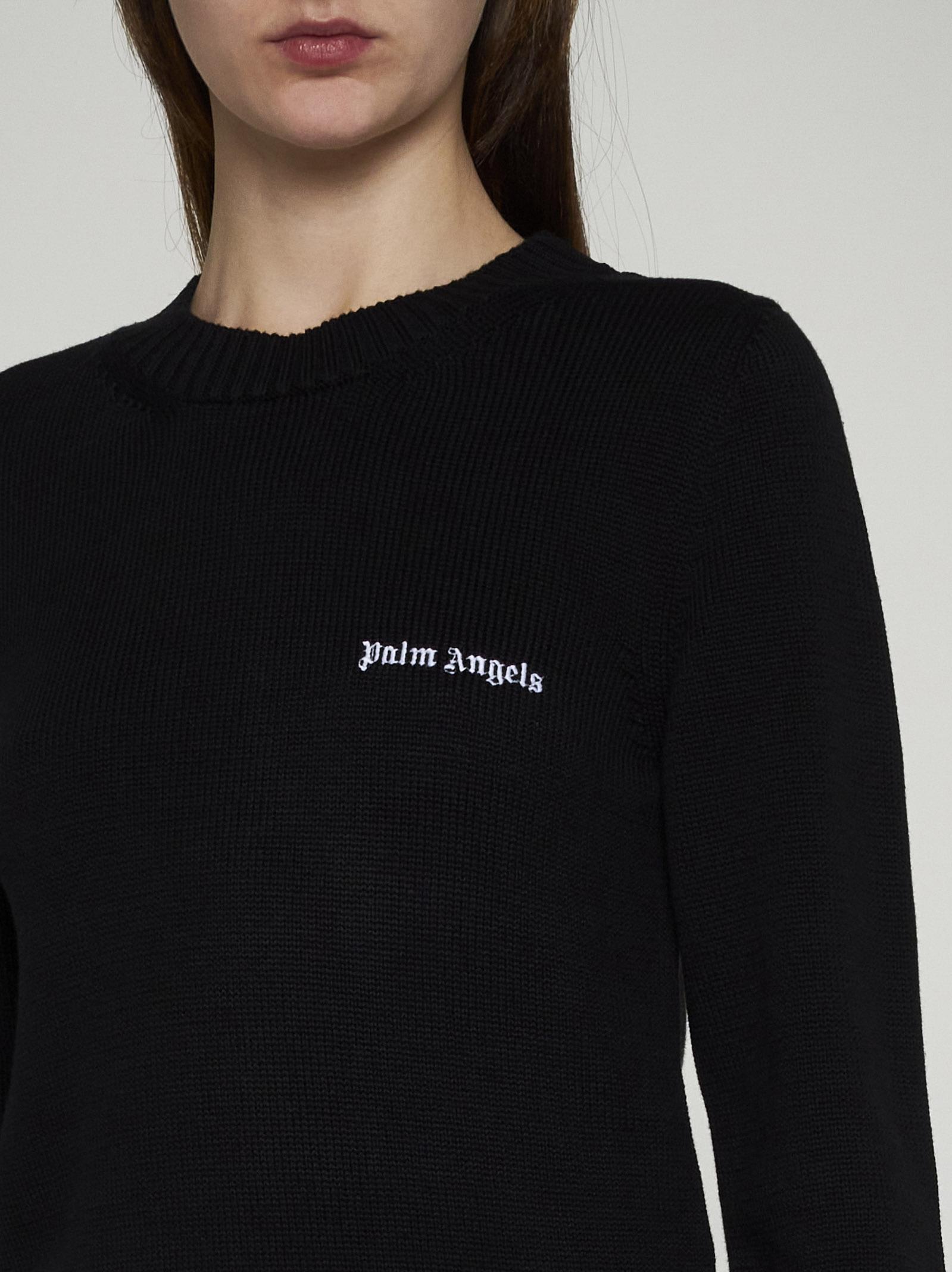 Shop Palm Angels Logo Cotton Sweater In Black