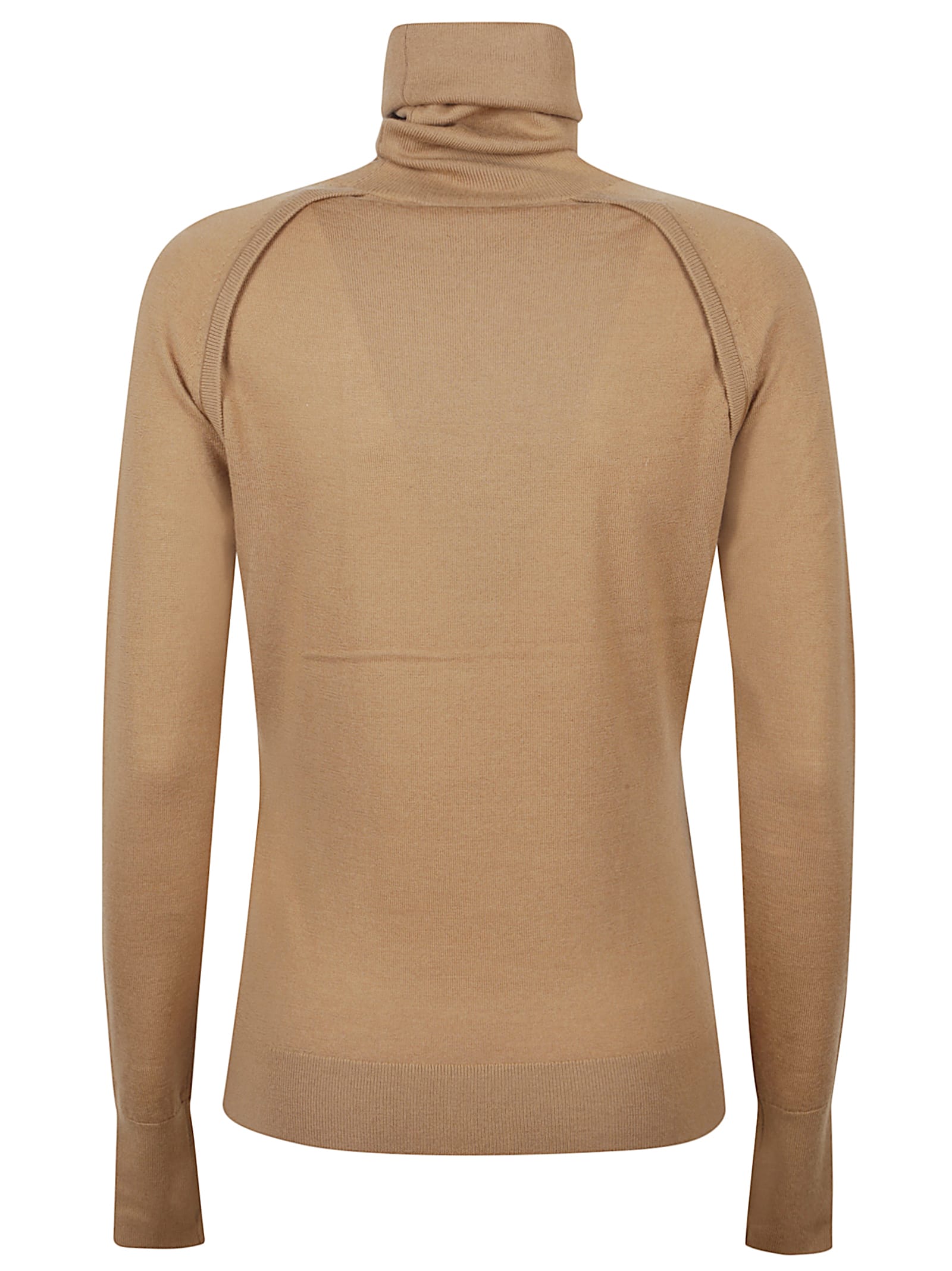 Victoria Beckham Wool Turtleneck Sweater In Brown