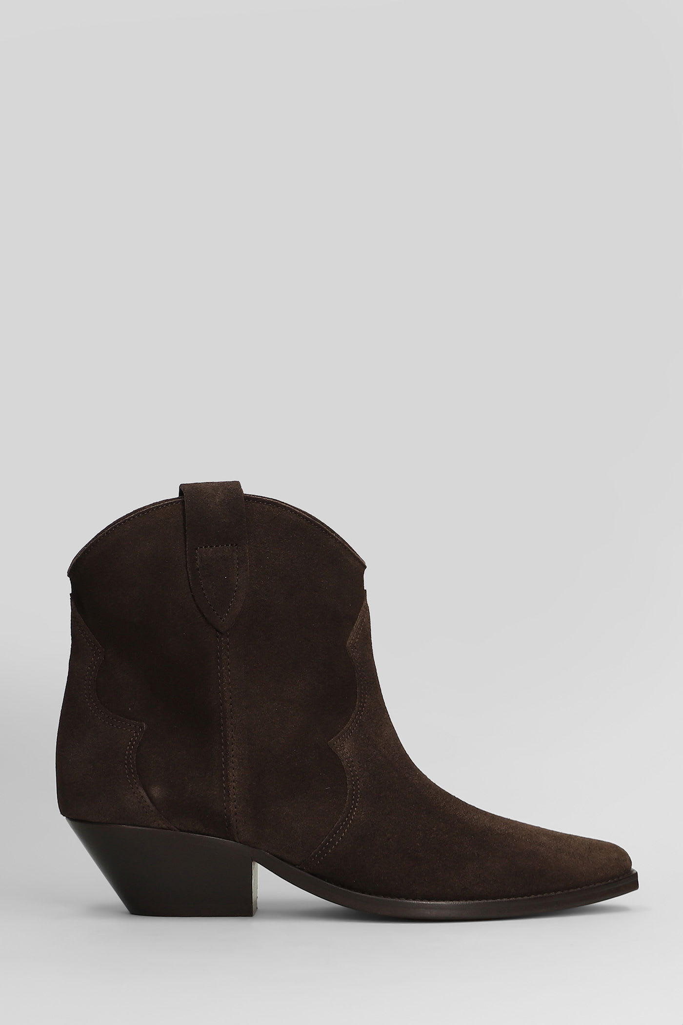 Isabel Marant Suede Western Cuban Heel Boots In Brown