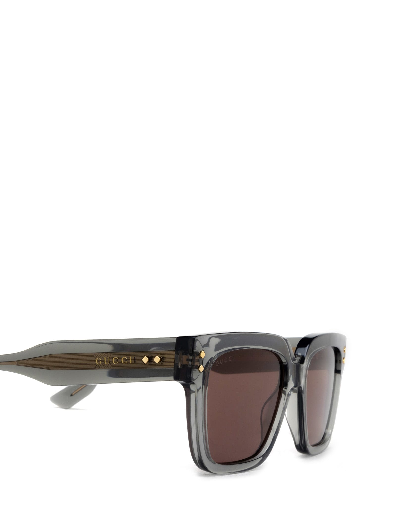 Shop Gucci Gg1084s Transparent Grey Sunglasses