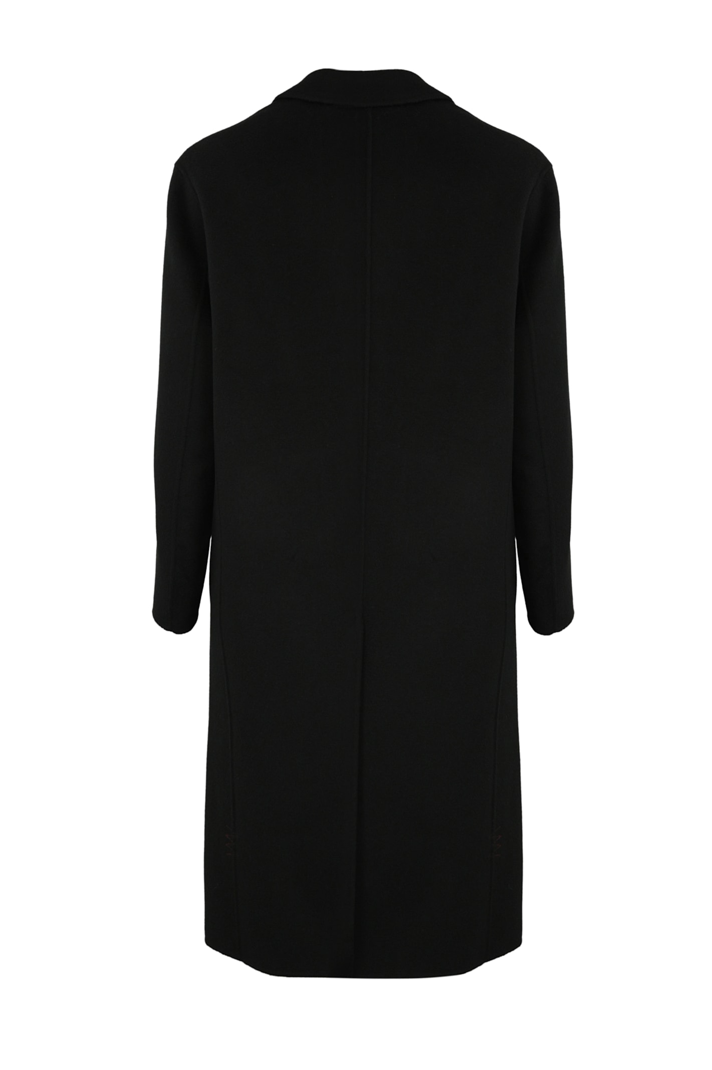 Shop Amaranto Double-breasted Coat In Wool And Cashmere In Nero