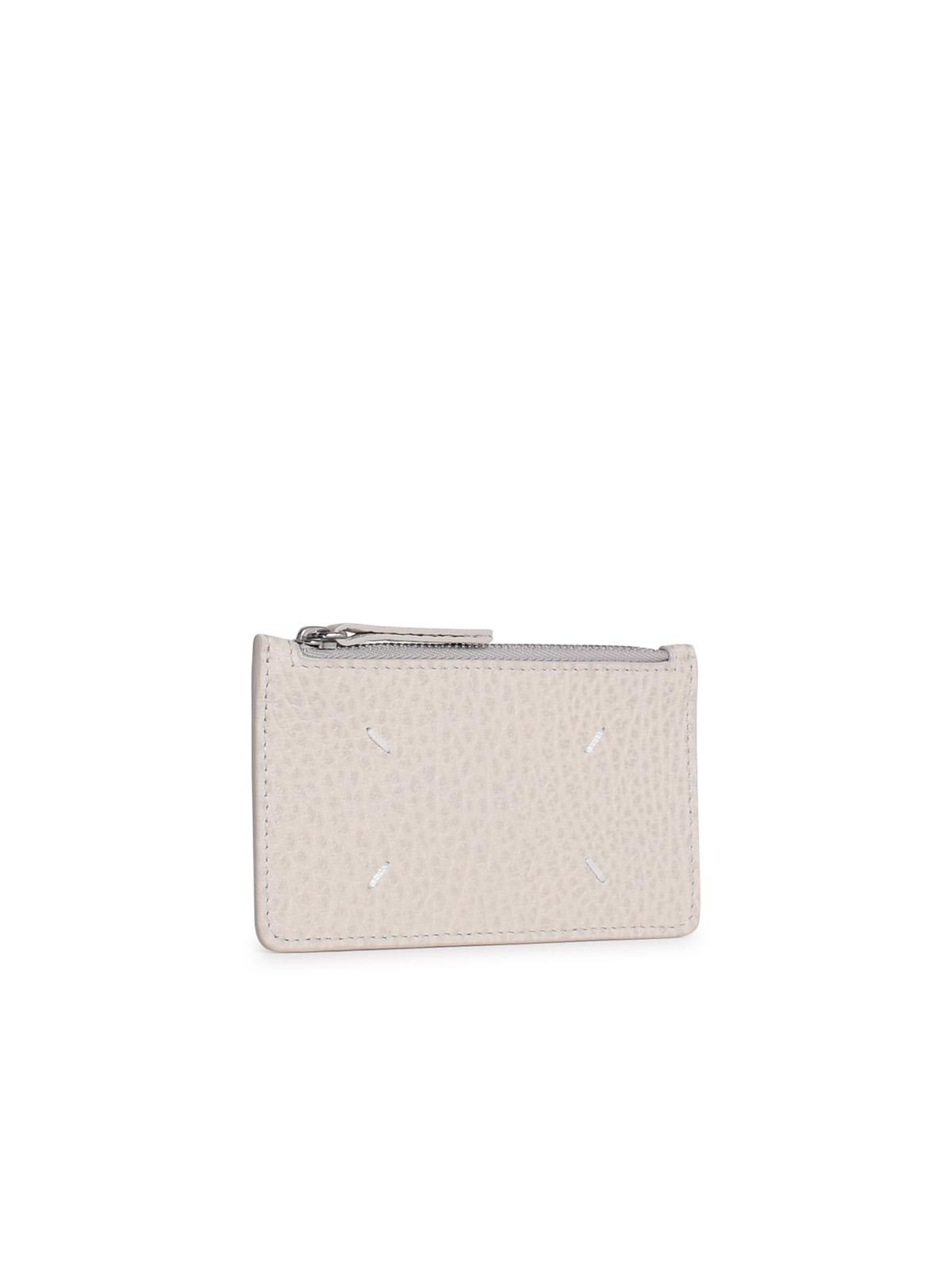 Shop Maison Margiela Ivory Leather Cardholder