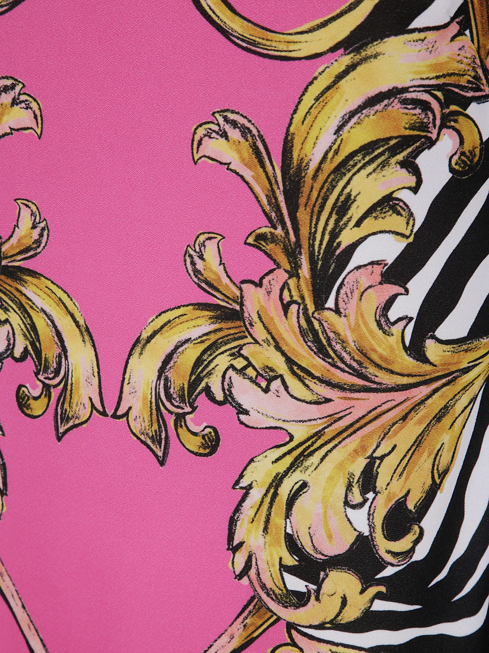 Versace Jeans Couture Outline Barocco Mini Dress In Zebra Print Pink