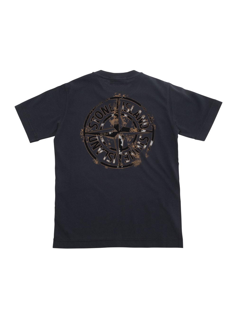 Shop Stone Island Junior Blue Crewneck T-shirt With Logo Print In Cotton Boy