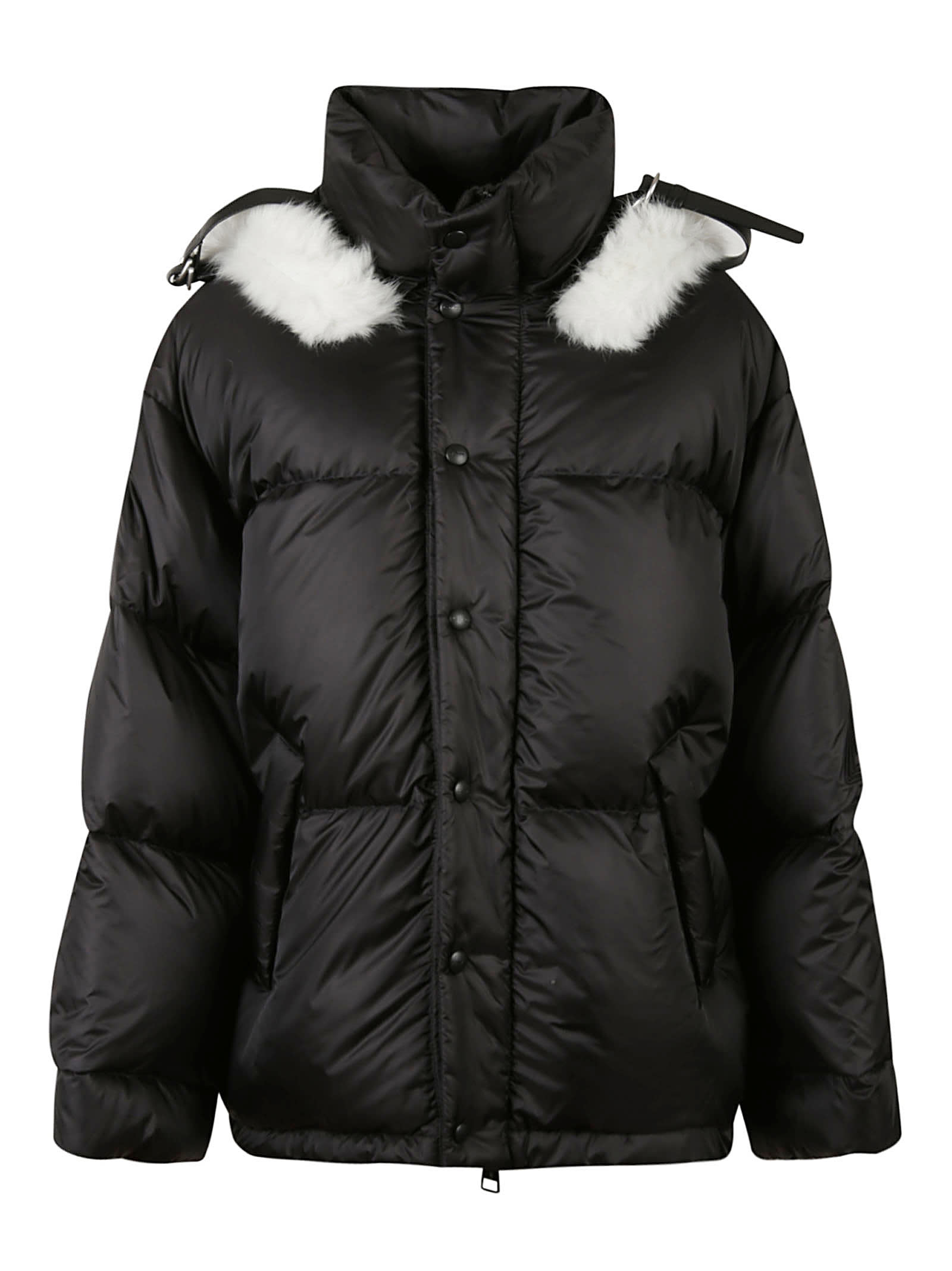 Lanvin Fur Applique High-neck Puffer Jacket