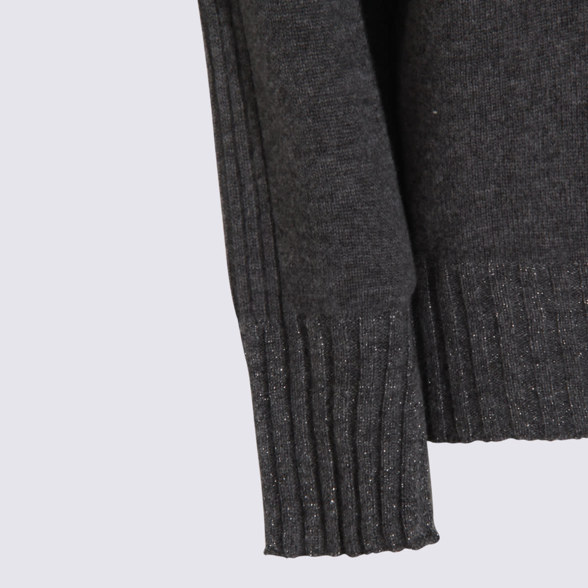 Twinset Twin-set High Neck Relaxed-fit Sweater With Ribbed Detailing In Gray