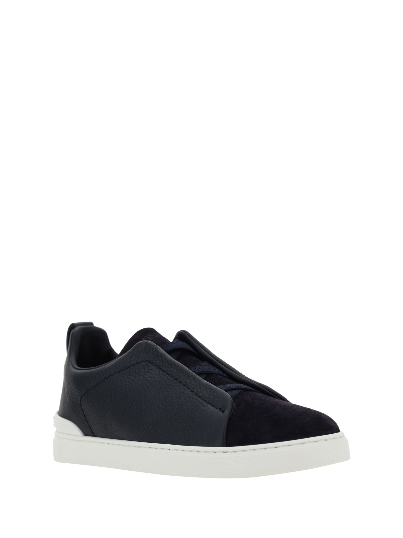 Shop Zegna Low Top Sneakers In Navy Blue