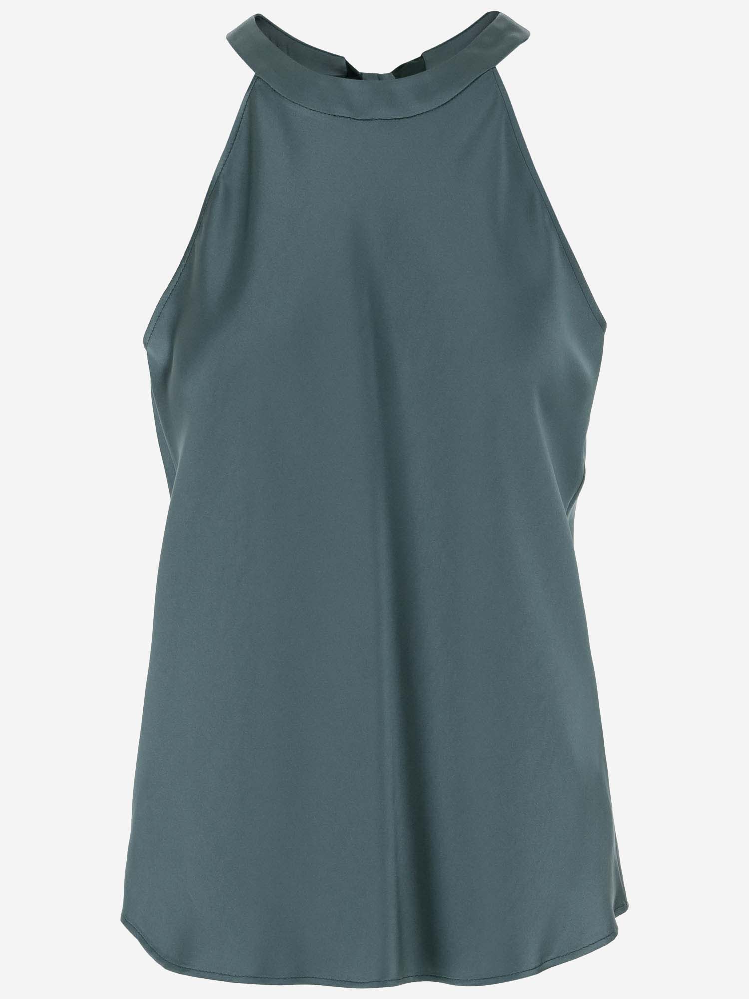 Shop Pinko Satin Top With Bow In Green