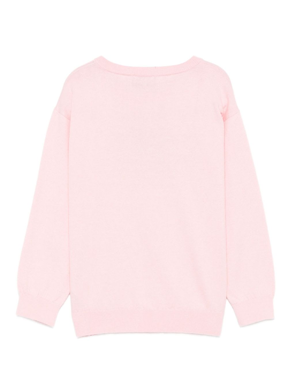Moschino Teddy-logo Cotton-wool Sweater In Pink