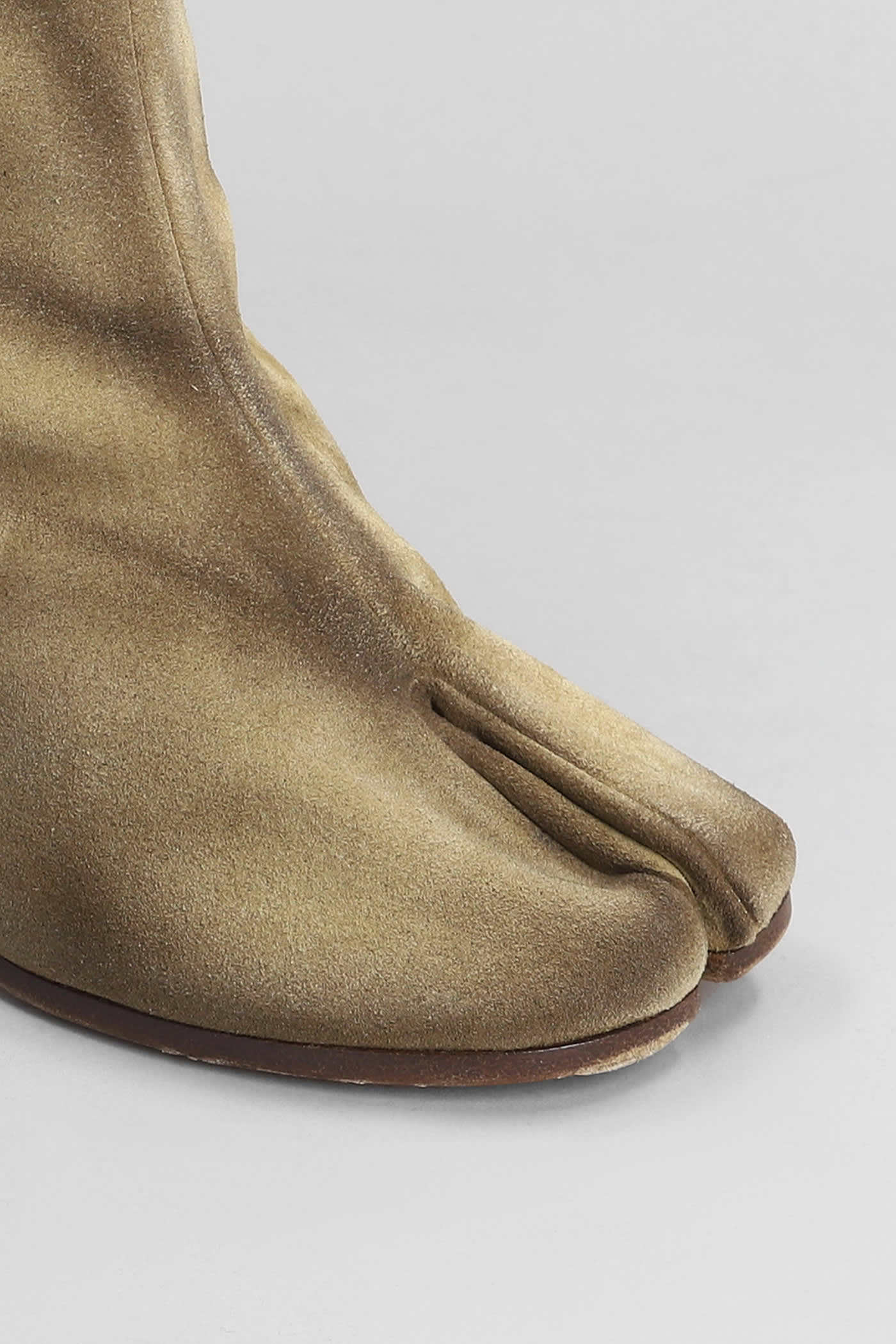 Shop Maison Margiela Tabi Ankle Boots In Camel Suede