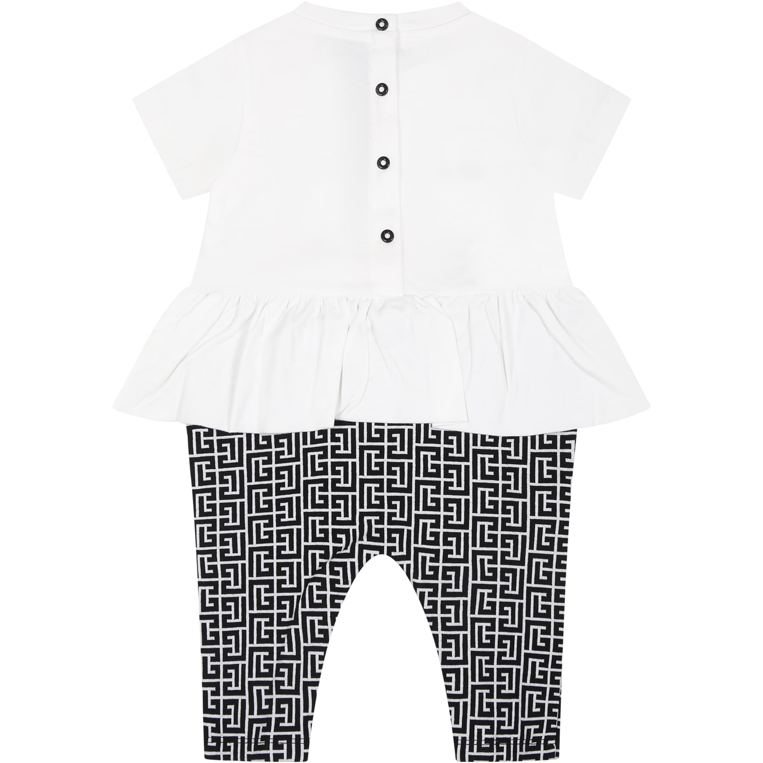 Shop Balmain White Babygrow For Baby Girl With Logo