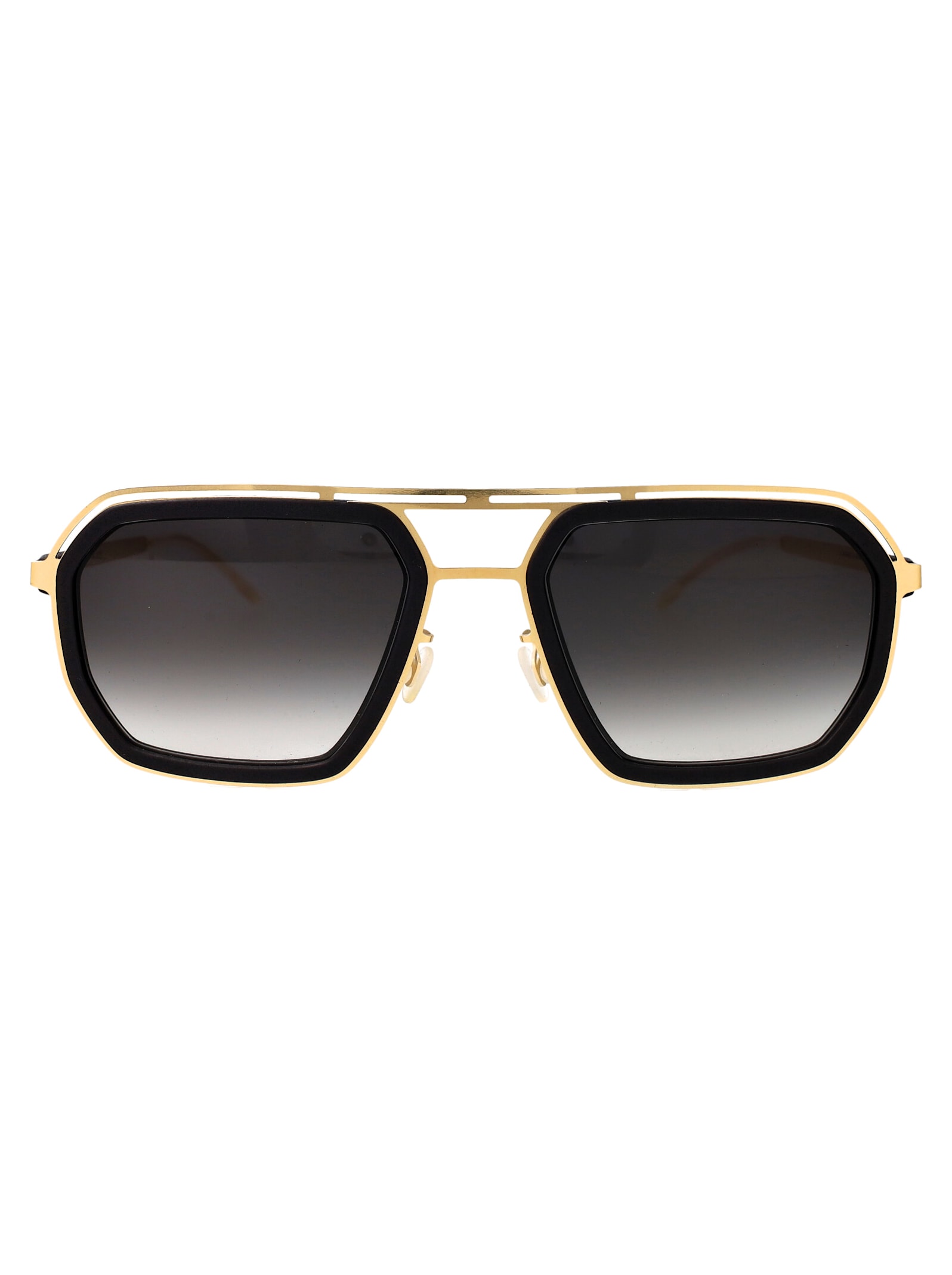 Shop Mykita Mojave Sunglasses In Mh7-pitch Black/glossy Gold