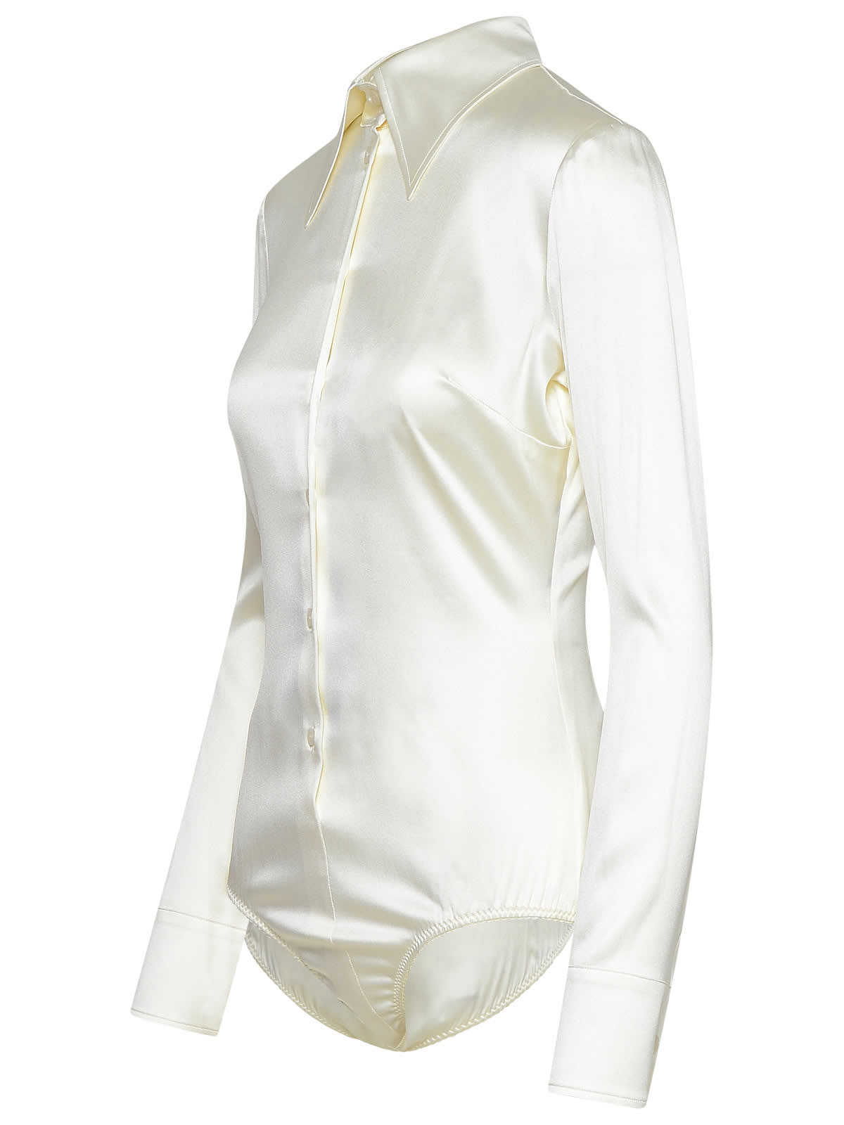 Shop Dolce & Gabbana Ivory Silk Blend Shirt