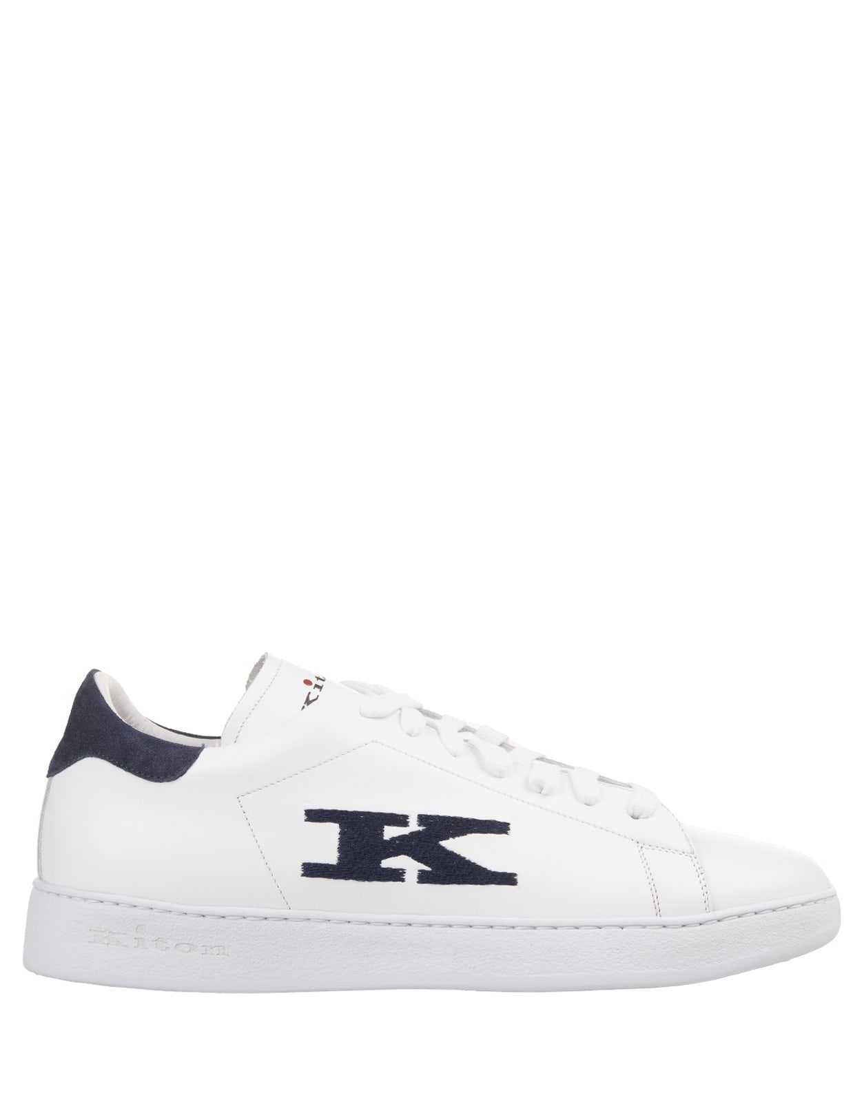 White And Blue Sneakers With Logo