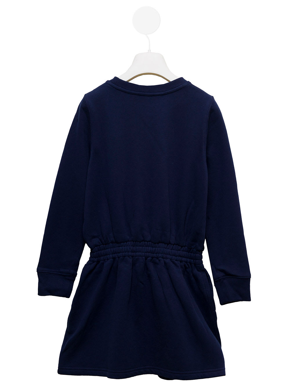 Blue Cotton Dress With Bear Logo Print And Drawstring Polo Ralph Lauren Kids Girl