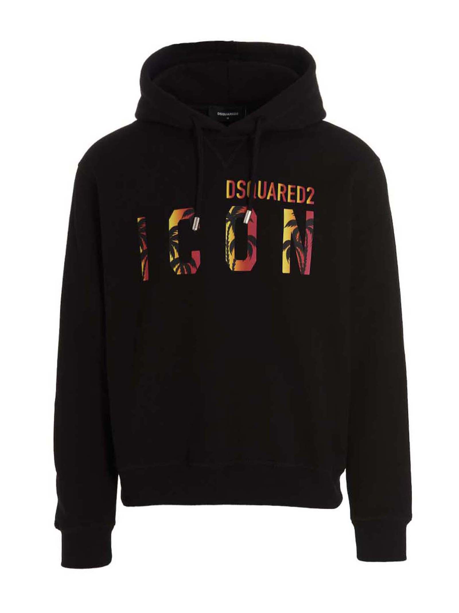 Dsquared2 Icon Cotton Hoodie With Frontal Logo In Black