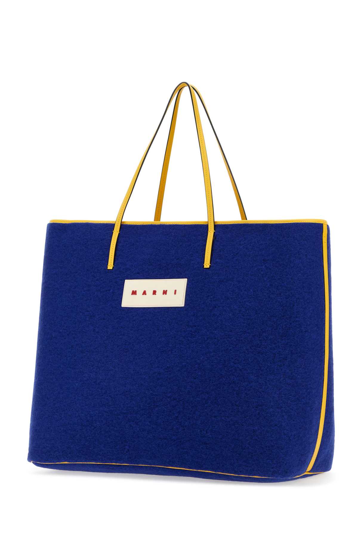 Shop Marni Blue Felt Medium Janus Shopping Bag In Royal