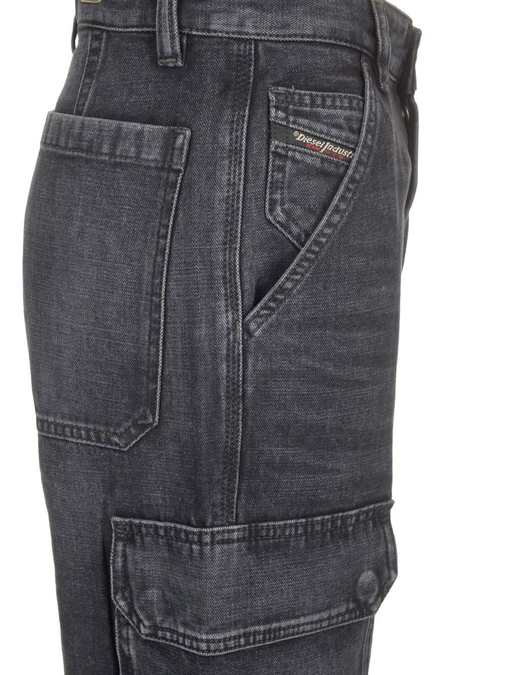 Shop Diesel D-pot Cargo Jeans In Black