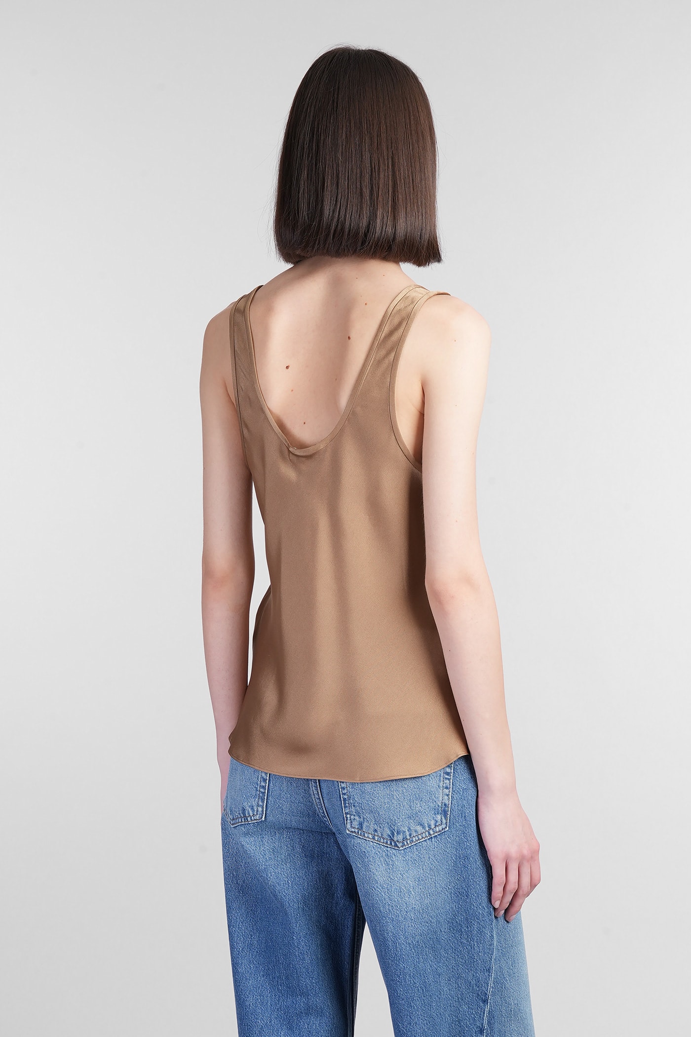 Anine Bing Lea Silk Scoop-neck Tank Top In Brown