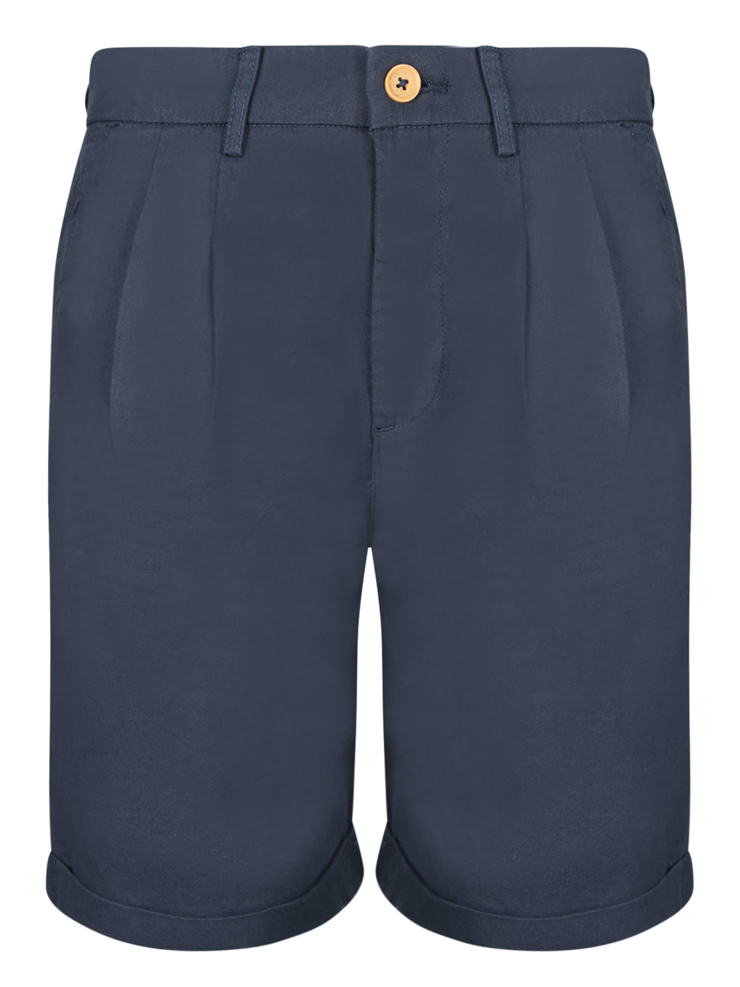 Blue Linen Cargo Bermuda Shorts