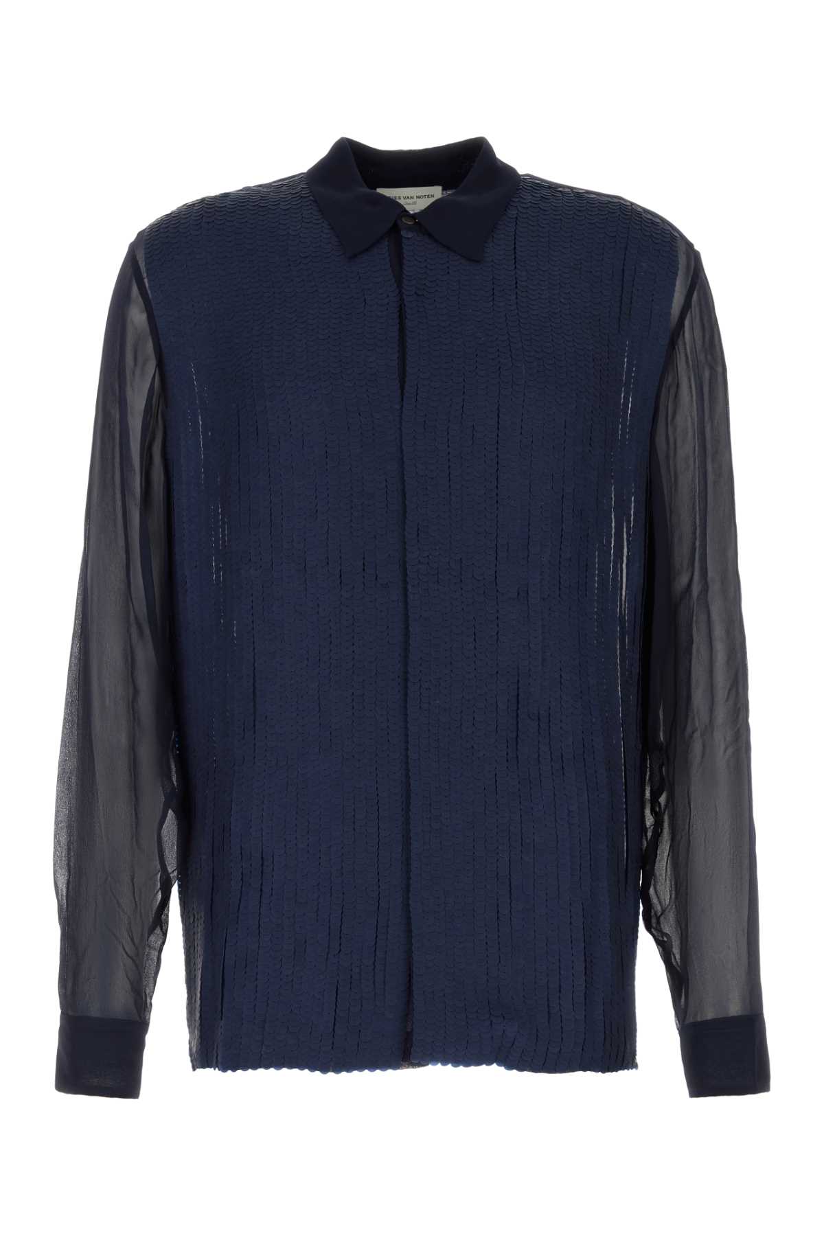 Shop Dries Van Noten Blue Crepe Clasens Shirt In Navy