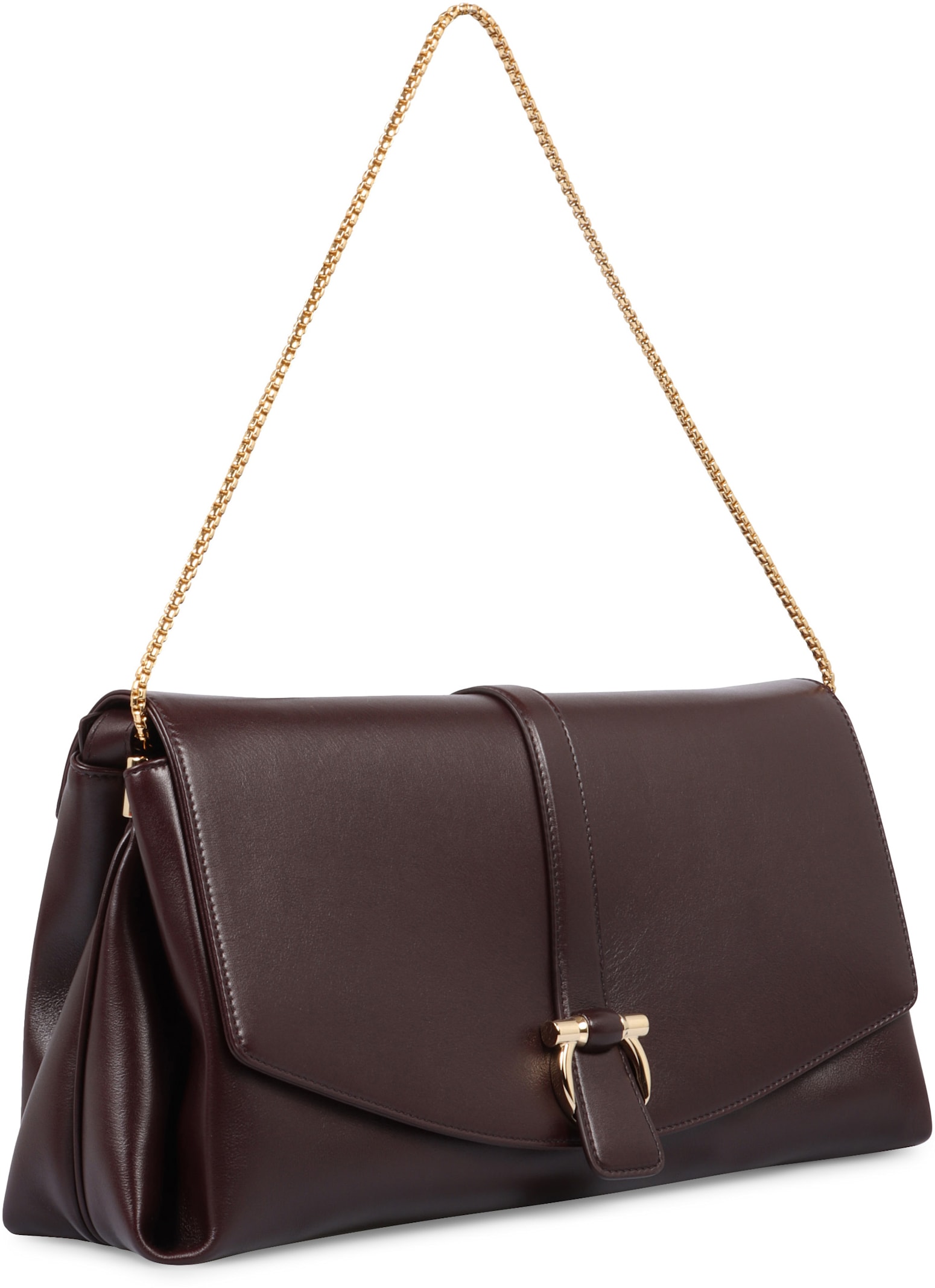 Ferragamo Shoulder Bag With Chain Strap And Gold-tone Hardware In Red-purple Or Grape