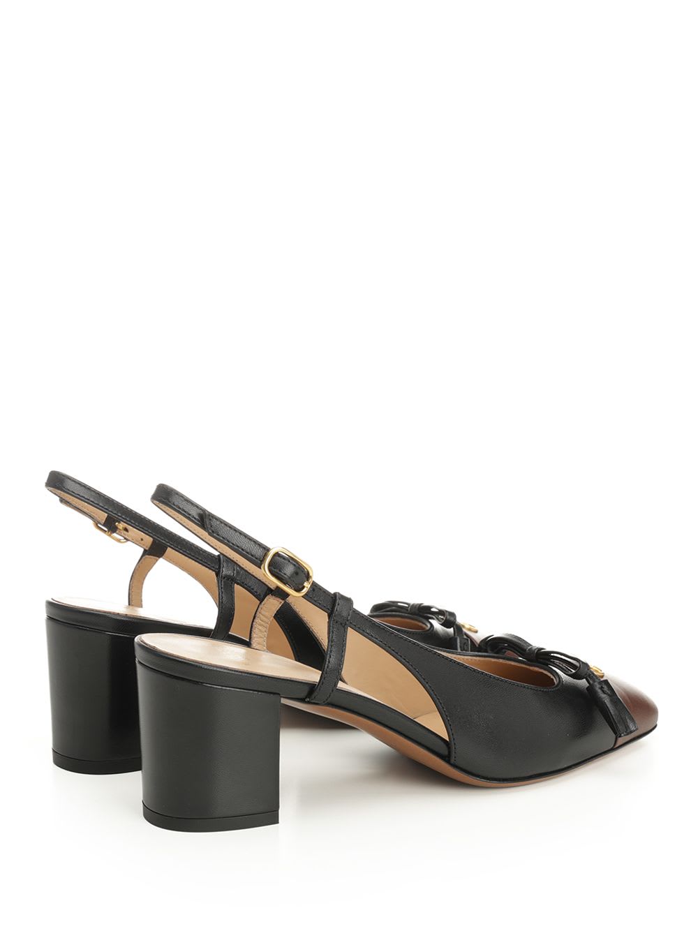 Valentino Valet Du Roi Vlogo Leather Slingback Pumps In Black