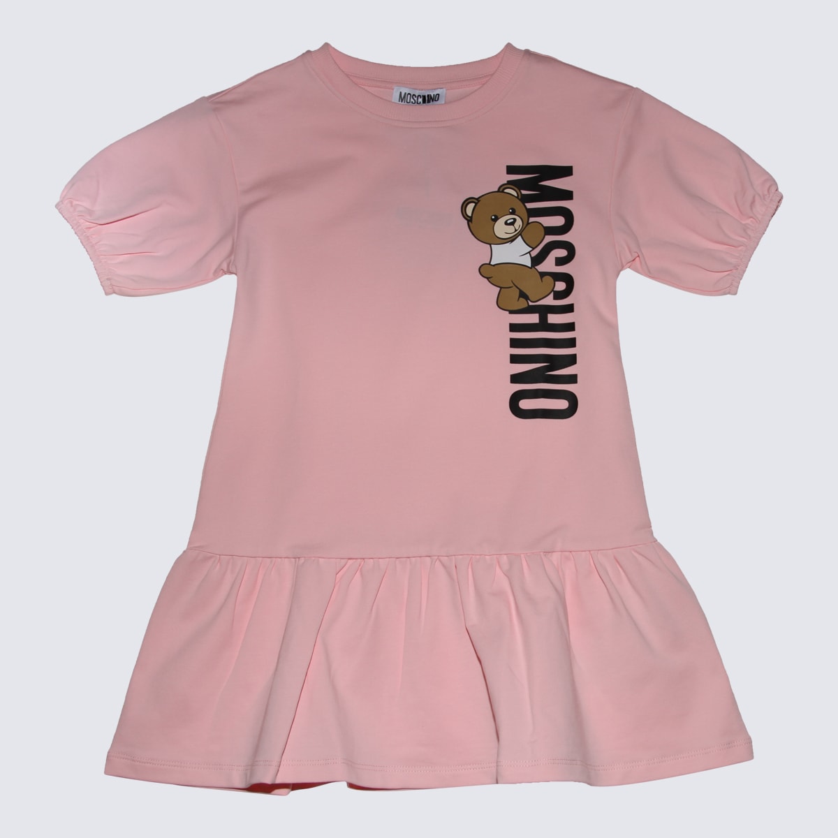 Moschino Kids' Pink Cotton Blend Teddy Bear Dress In Sugar Rose