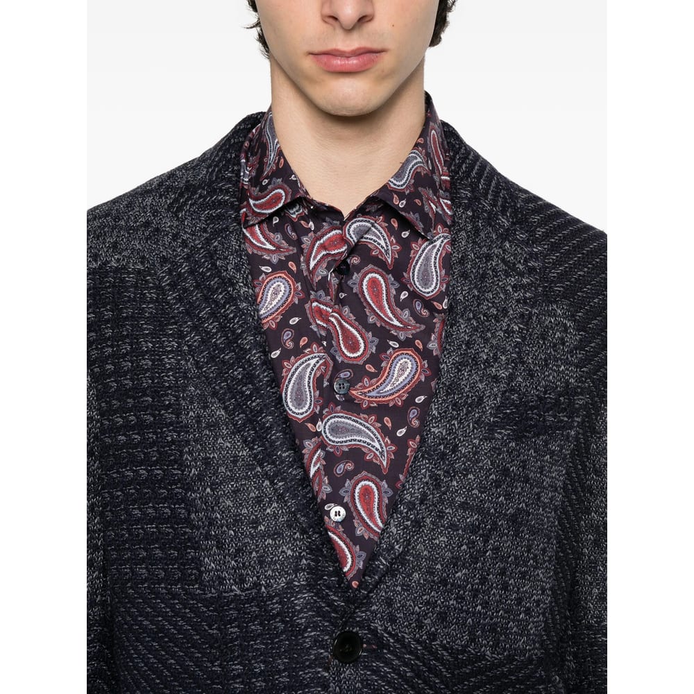 Etro Wool-blend Patchwork Blazer In Black