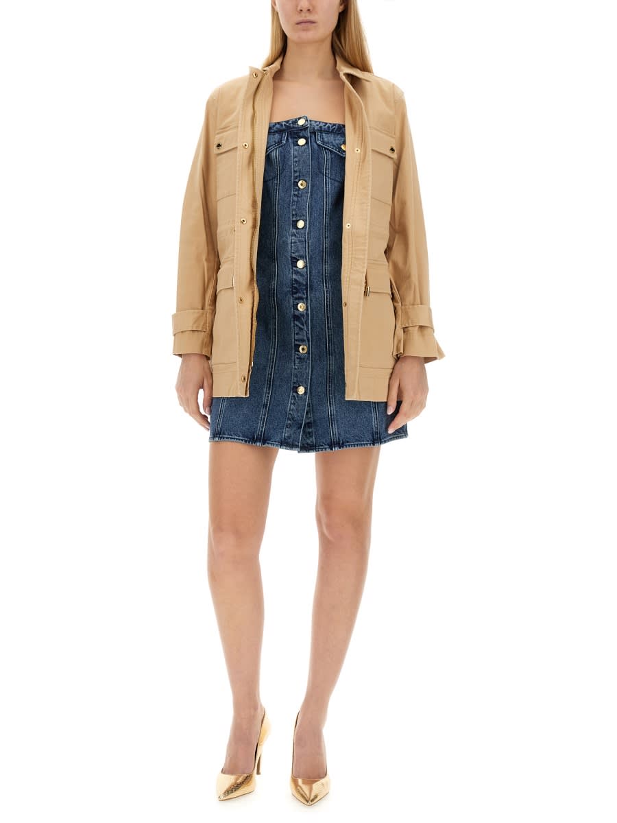 Shop Michael Kors Jacket With Cargo Pockets In Beige