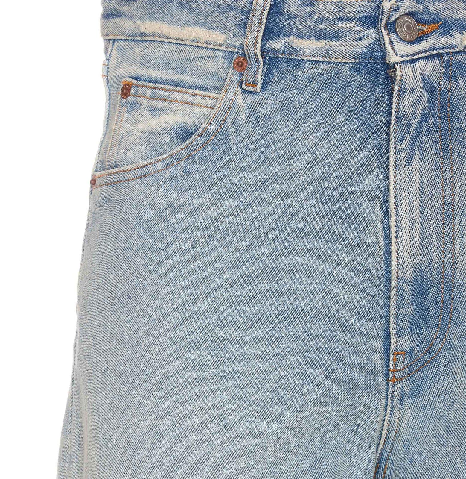 Shop Mm6 Maison Margiela Logo Patch Panelled Jeans In Blue