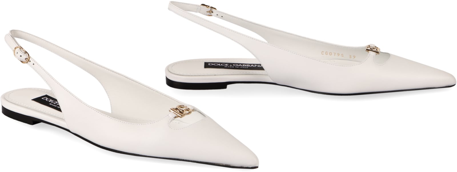 Shop Dolce & Gabbana Leather Slingback Pumps In White