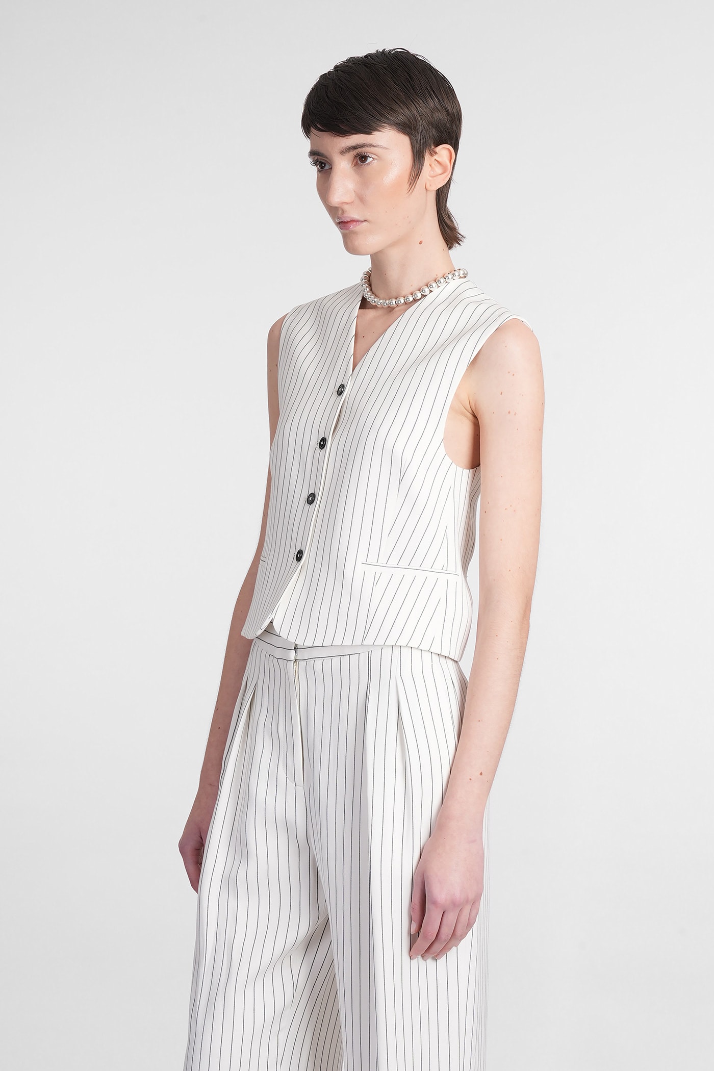Loulou Studio Vanua Vest In White Viscose In White