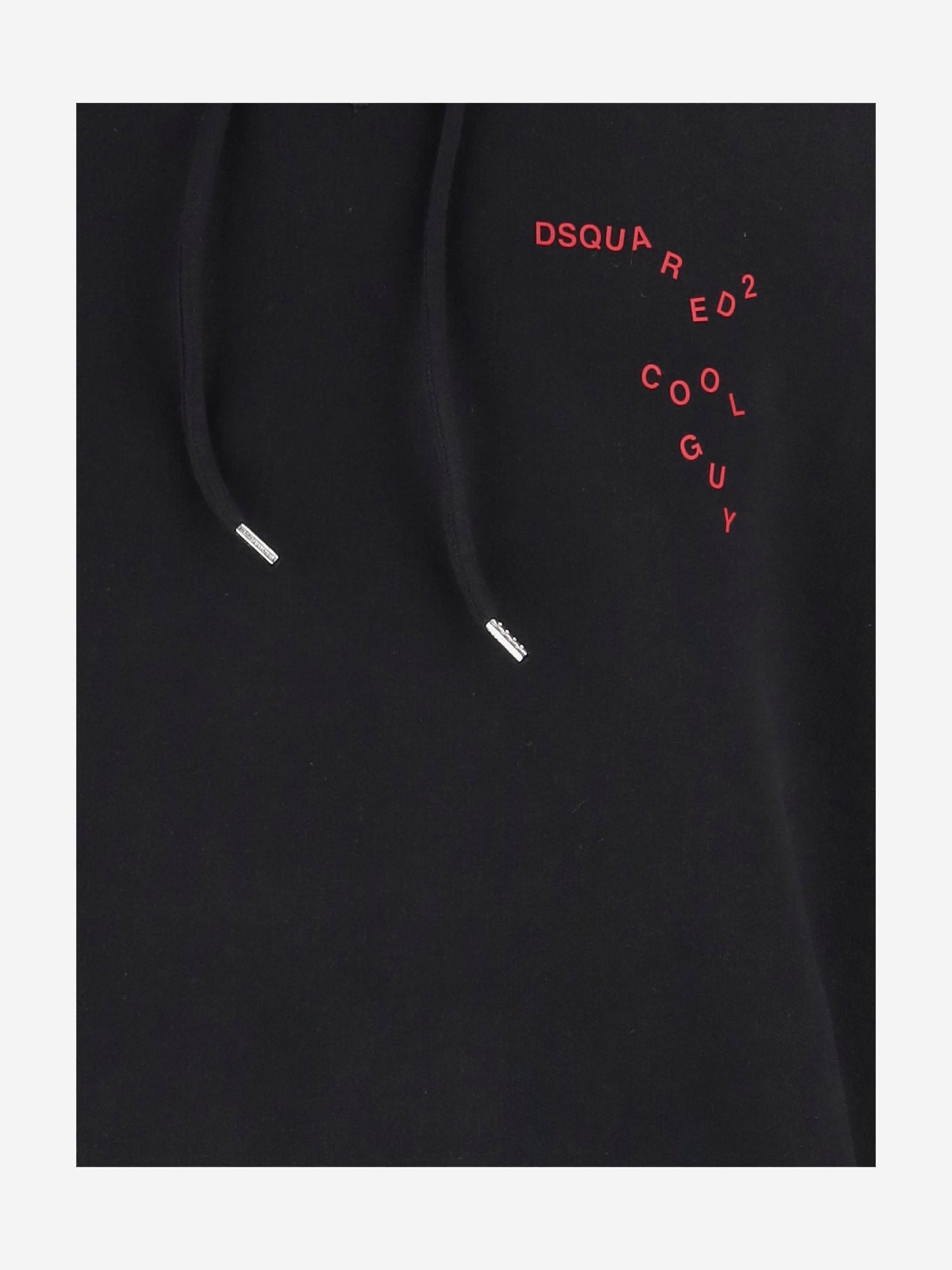Dsquared2 Drawstring Hood Cotton Sweatshirt In Black