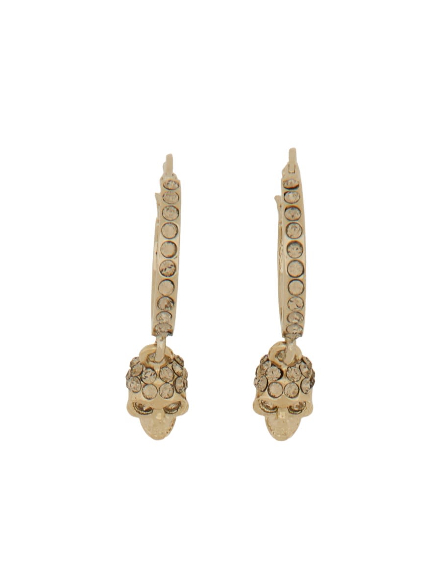 Shop Alexander Mcqueen Skull Hoop Earrings In Gold