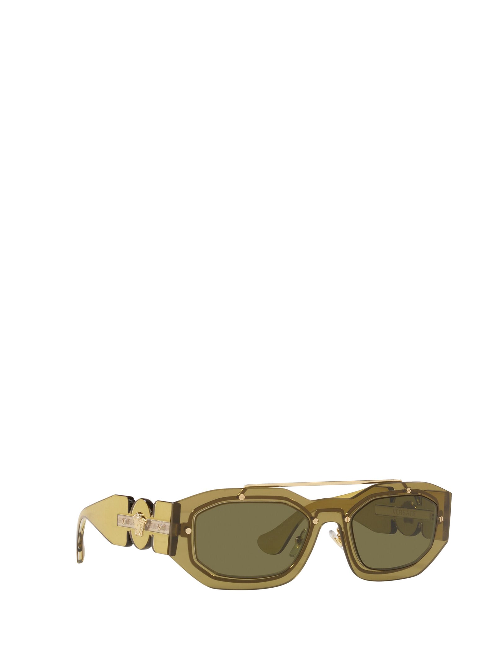 Shop Versace Ve2235 Transparent Green Sunglasses