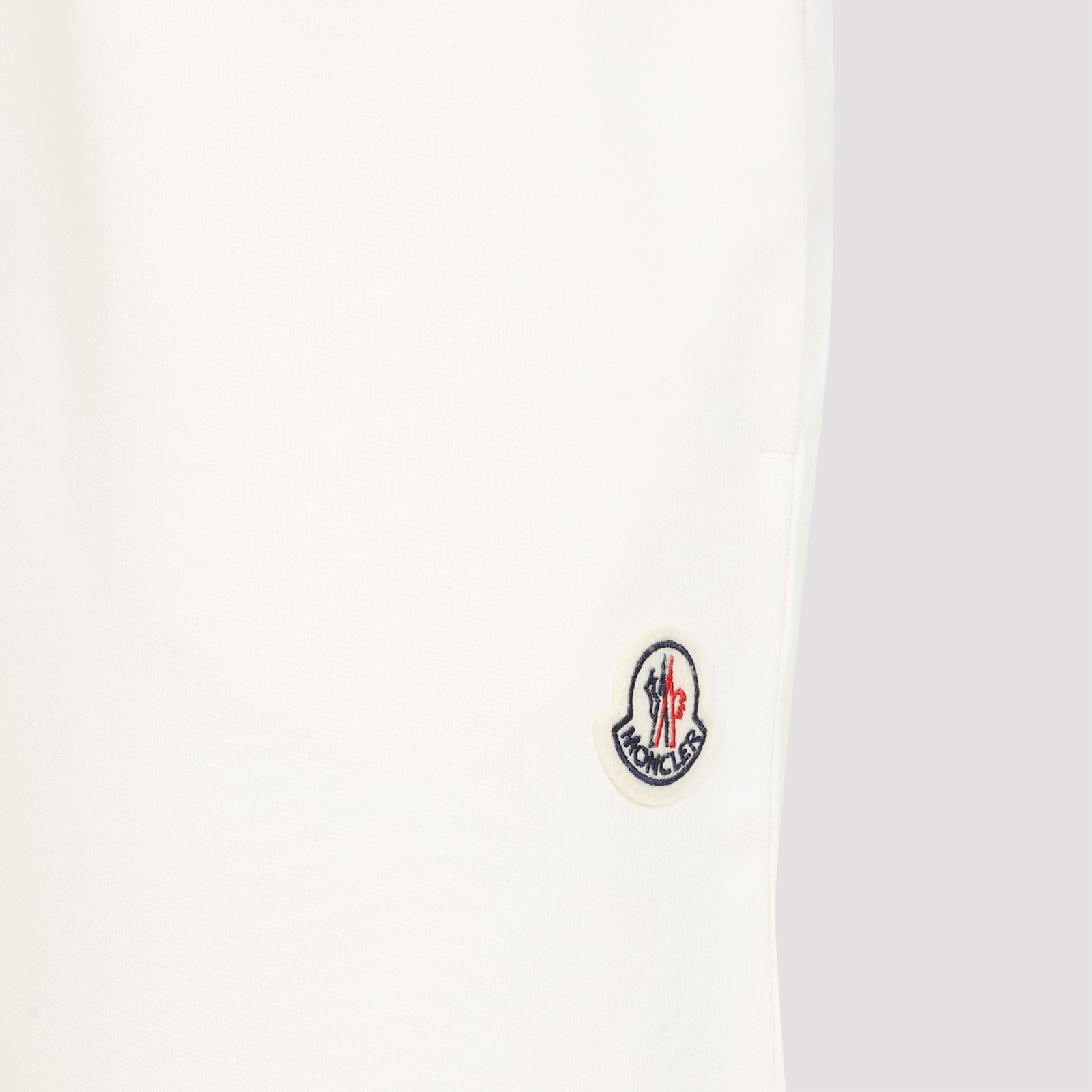 Moncler Relaxed Fit Cotton Trousers With Subtle Logo Detail In Natural